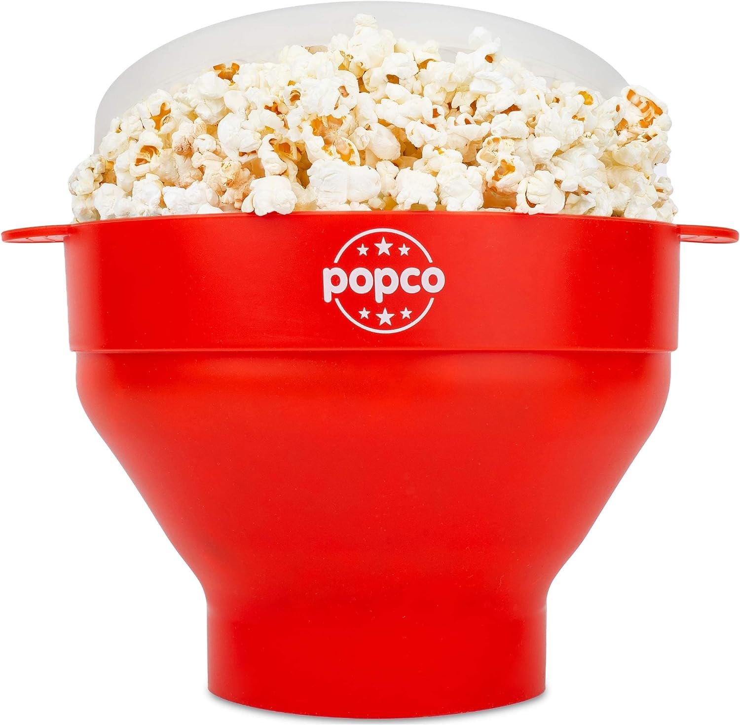 The Original Popco Silicone Popcorn Microwave Popper with Handles - Microwave Popcorn Bowl - Popcorn Maker - Collapsible Popcorn Bowl - BPA Free and Dishwasher Safe - 15 Colors Available (Red)