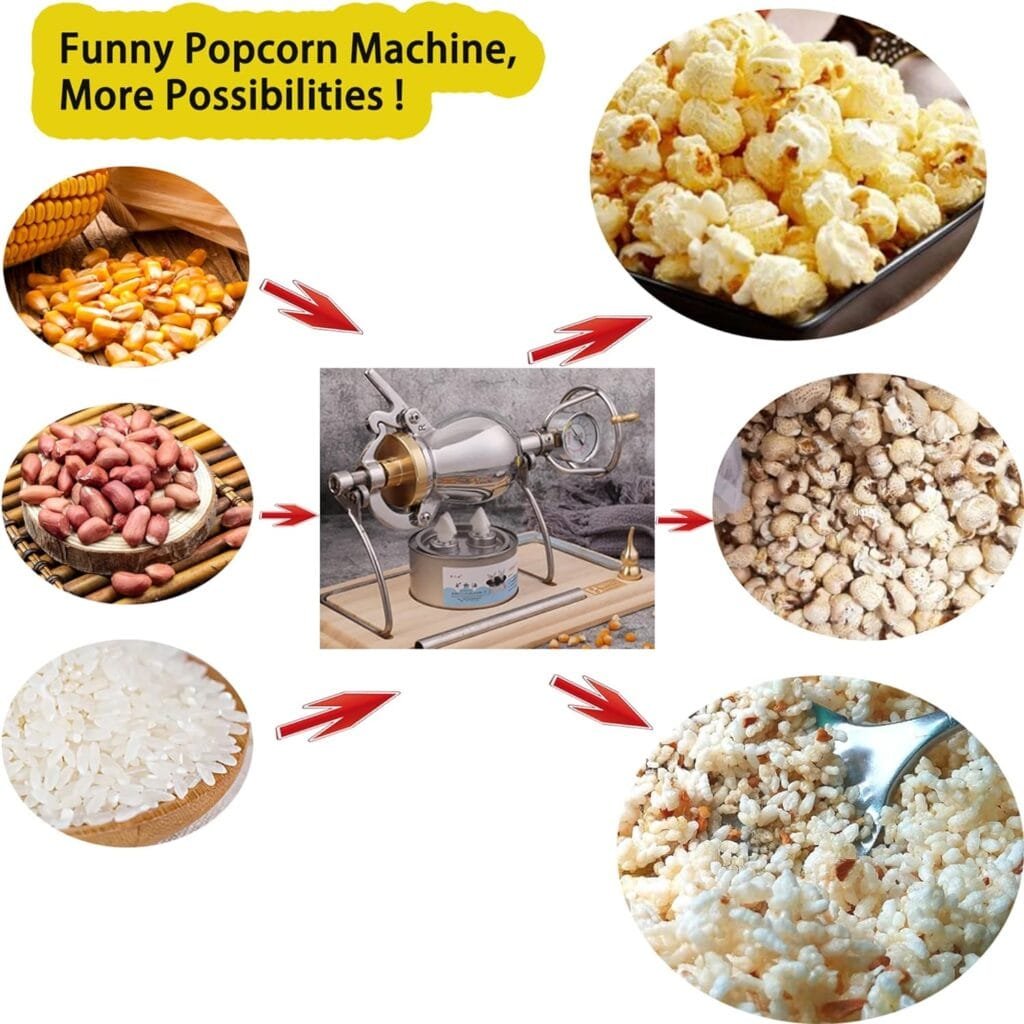 Tiantianka DI.Y Retro Mini Popcorn Machine Popcorn Poppers Showpieces for Home Decor Old Fashioned Stainless Steel Popcorn Maker Small Vintage Popcorn Popper Machines with Mini Popcorn Bag Popcorn Pot