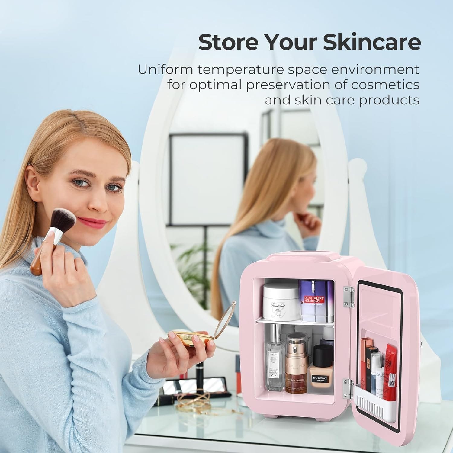 Tiastar 4L Mini Portable Thermoelectric Fridge/Warmer for Beverages - 110V AC/12V DC, White