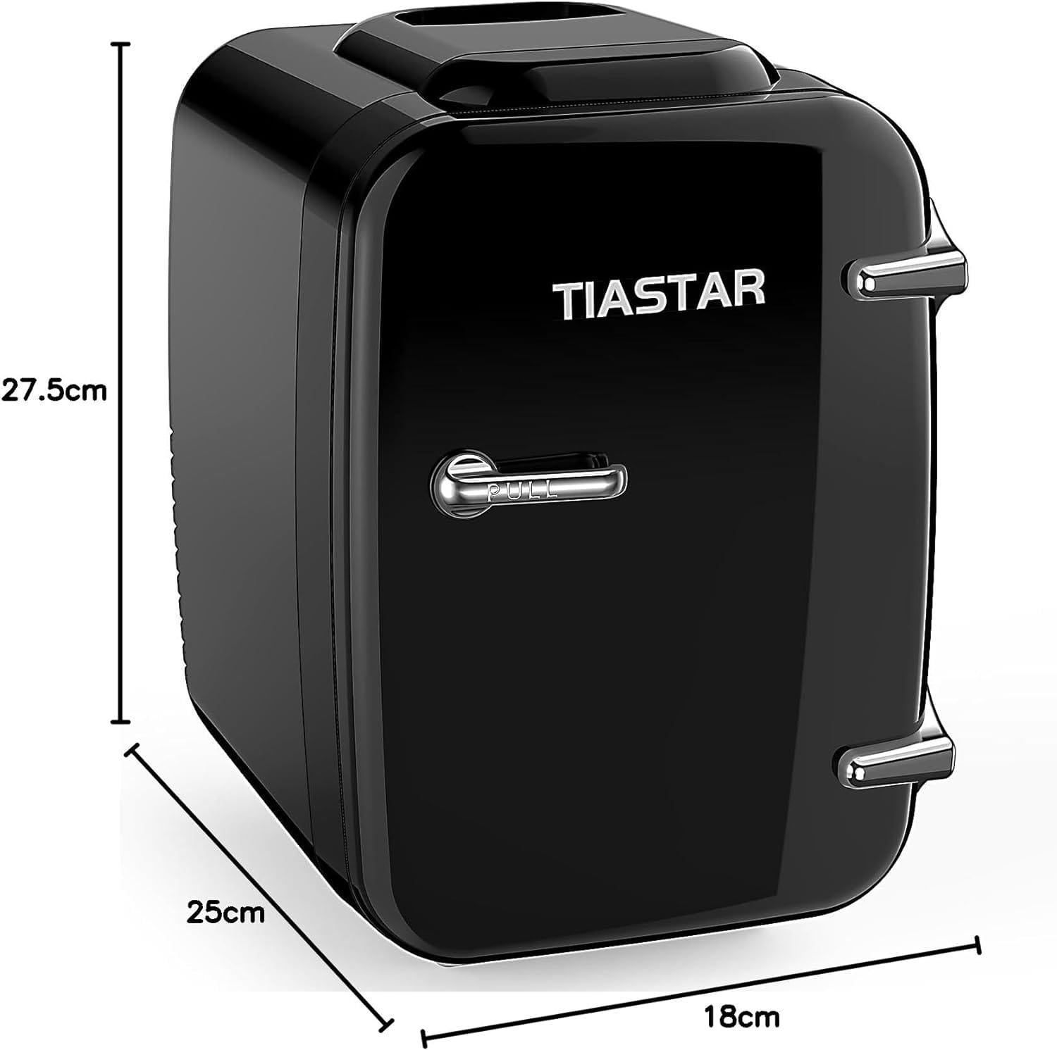 Tiastar 4L Mini Portable Thermoelectric Fridge/Warmer for Beverages - 110V AC/12V DC, White
