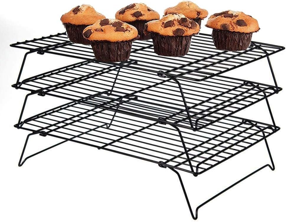 Tier Cooling Rack, Stackable Baking Rack Shelf, Kitchen Cookie Cooling Rack Baking Supplies for Bread Cake Biscuits and More (3-Tier Cooling Racks)