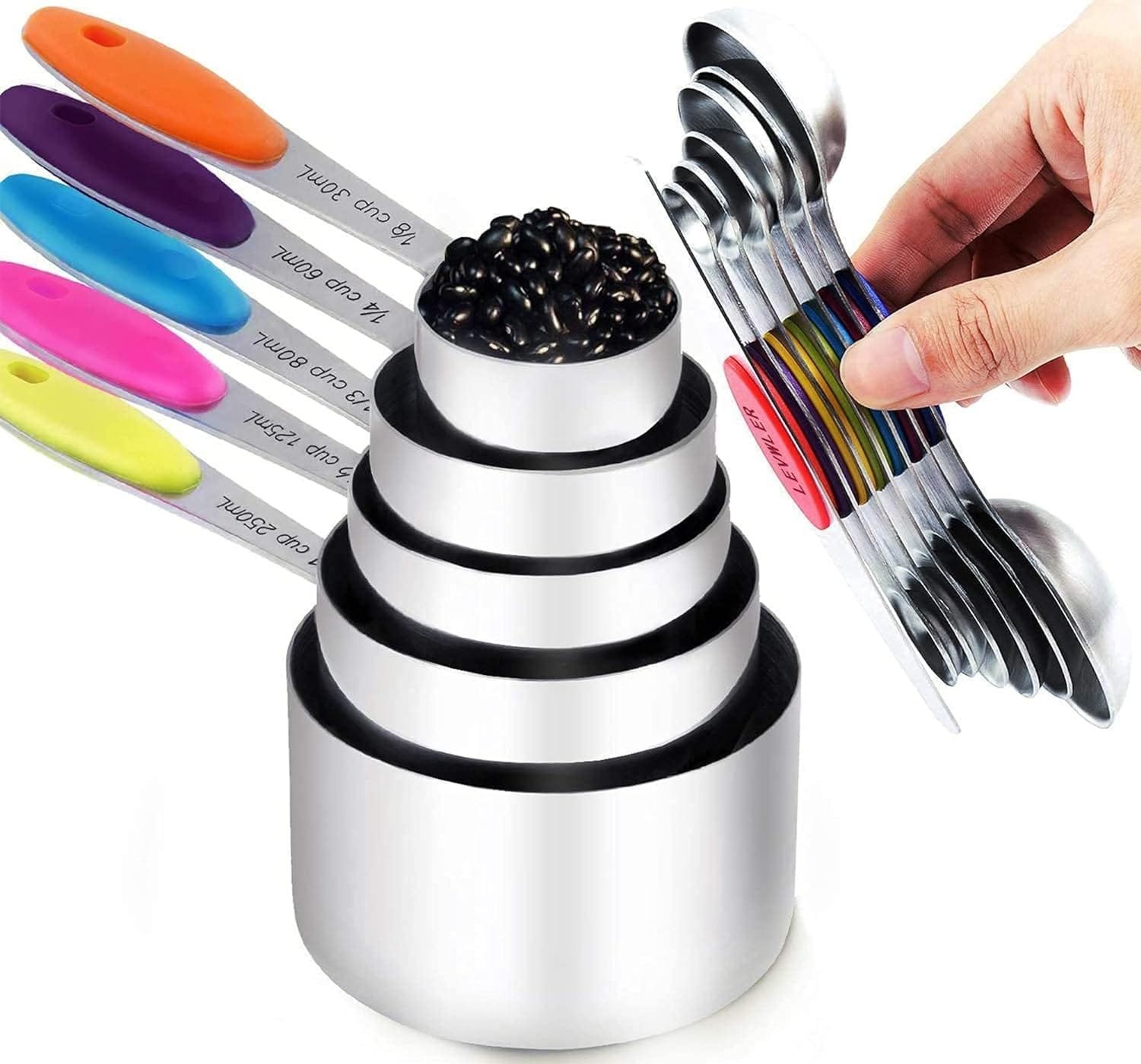 tiluck-measuring-cups-and-magnetic-measuring-spoons-set-stainless-steel-measuring-cups-6-double-sided-stainless-steel-me - Cooking Appliance World