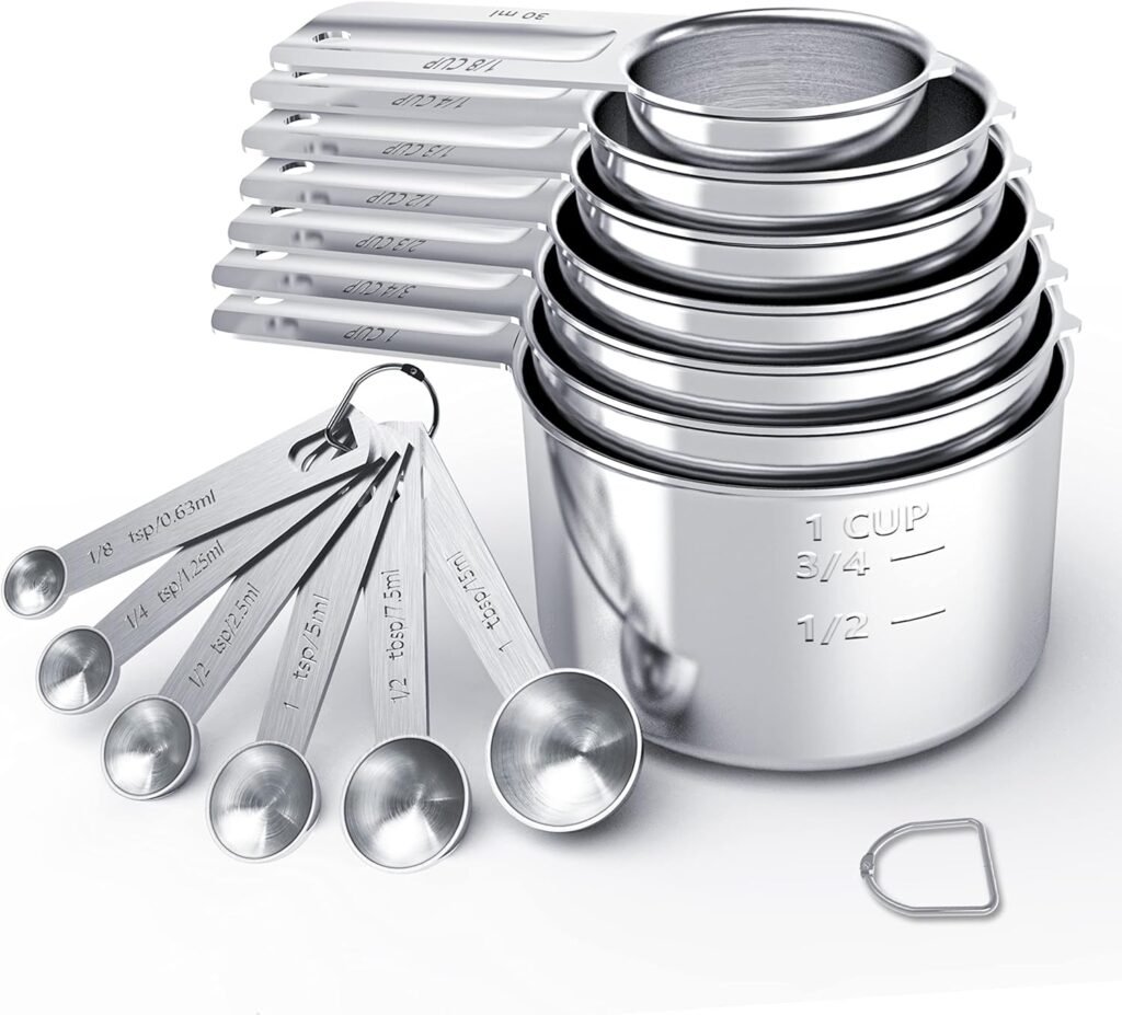 TILUCK Stainless Steel Measuring Cups  Spoons Set, Cups and Spoons,Kitchen Gadgets for Cooking  Baking (Medium)