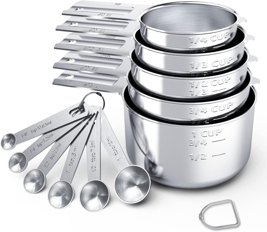 TILUCK Stainless Steel Measuring Cups  Spoons Set, Cups and Spoons,Kitchen Gadgets for Cooking  Baking (Medium)