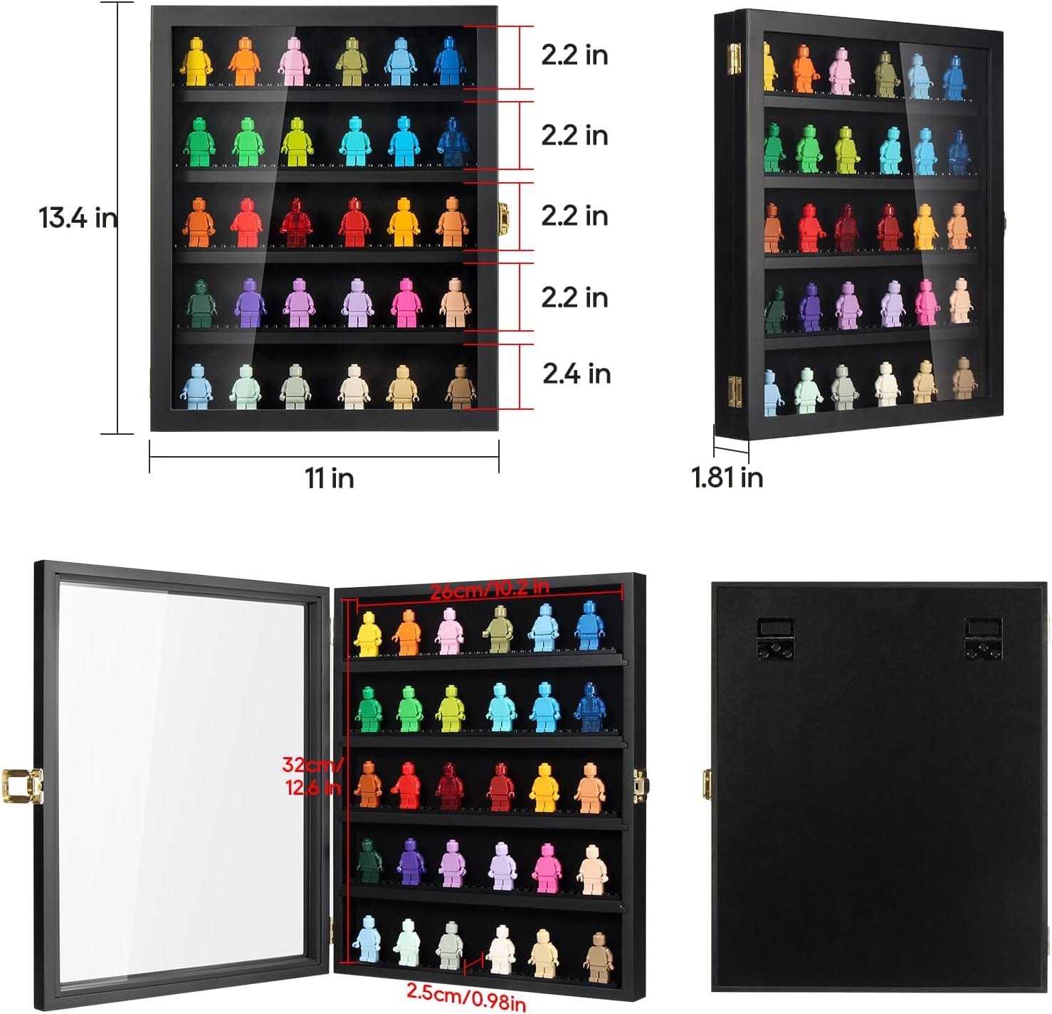TJ.MOREE Minifigure Display Case for Collectibles, Mini Figure Display Case Wall Mount, 11 x 13.4 inches Black
