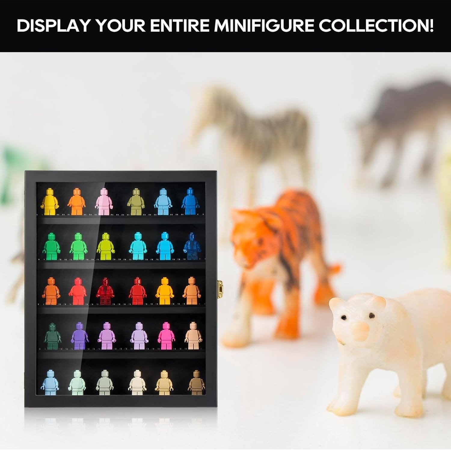 TJ.MOREE Minifigure Display Case for Collectibles, Mini Figure Display Case Wall Mount, 11 x 13.4 inches Black