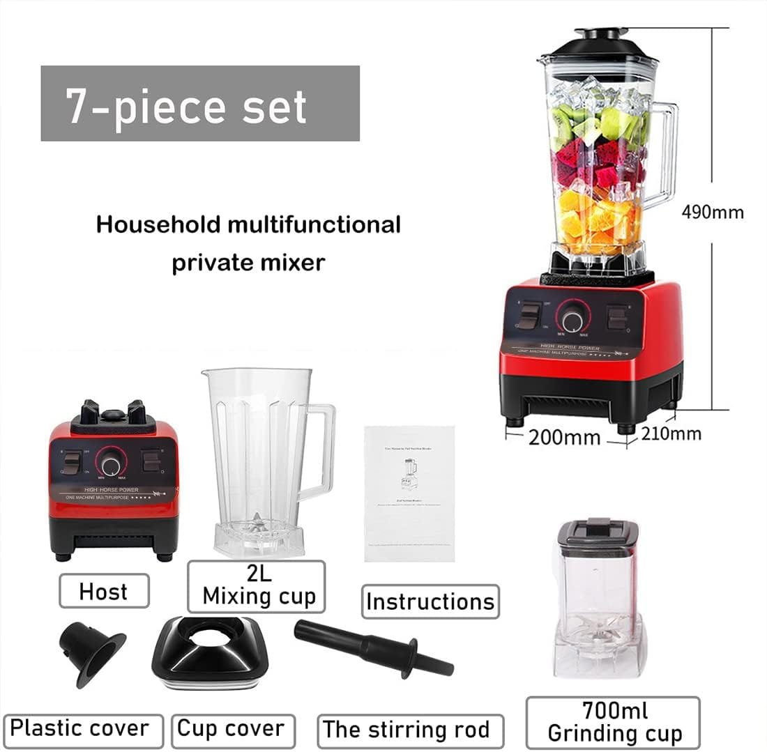 TKRADISH 2 In 1 Food Blender, 4500 Watt Powerful Professional Countertop Blender, Commercial Blender Process for Smoothies, Ice Crushing, Frozen Fruits, Soups with 2 Container, 24+68