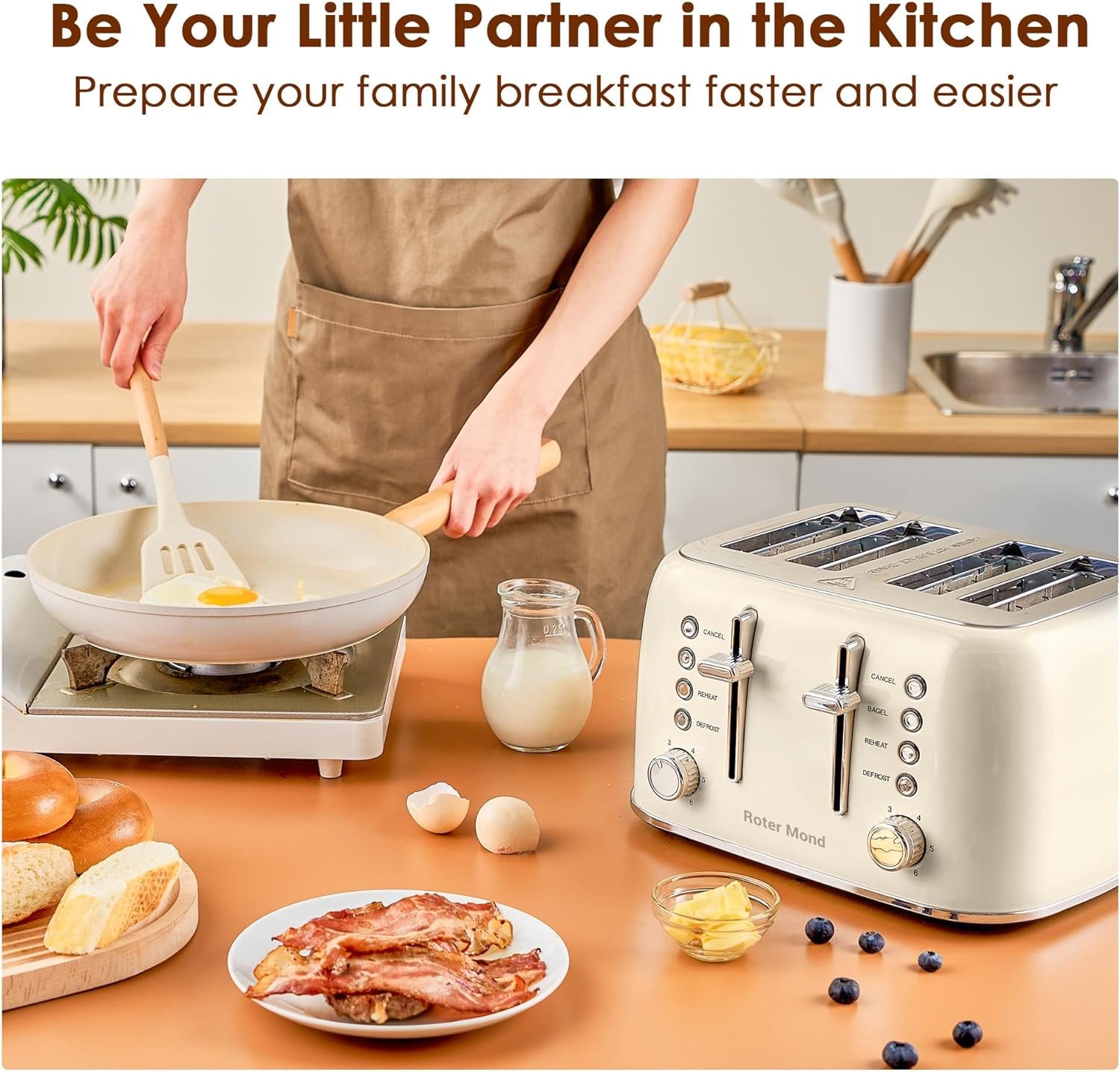 Toaster 4 Slice, Retro Stainless Steel Toaster with Extra Wide Slots Bagel, Defrost, Reheat Function, Dual Independent Control Panel, Removable Crumb Tray, 6 Browning Levels, Pink