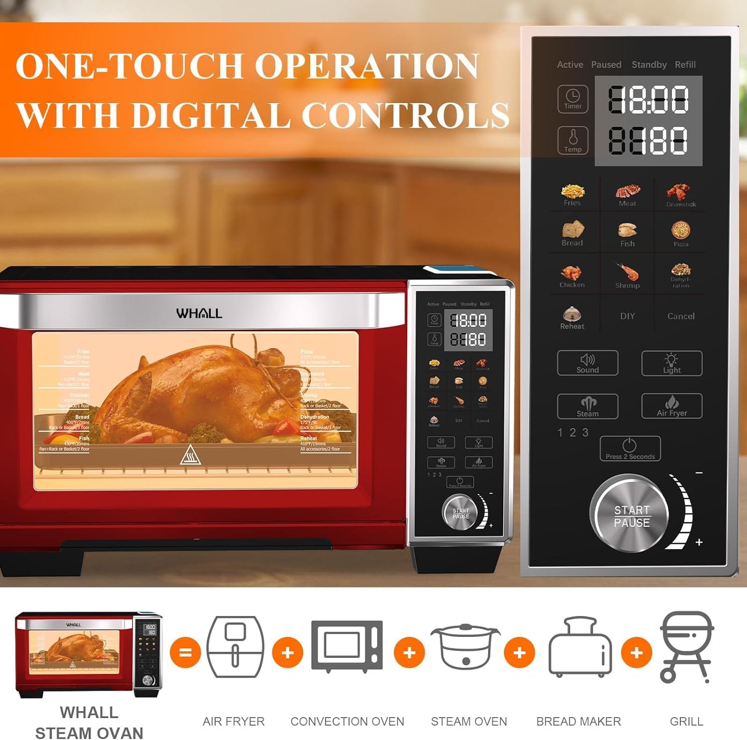 Toaster Oven Air Fryer, Max XL Large 30-Quart Smart Oven,11-in-1 Countertop with Steam Function,12-inch Pizza,6 slices of Toast, 4 Accessories Included, Stainless Steel /1700W/BLACK