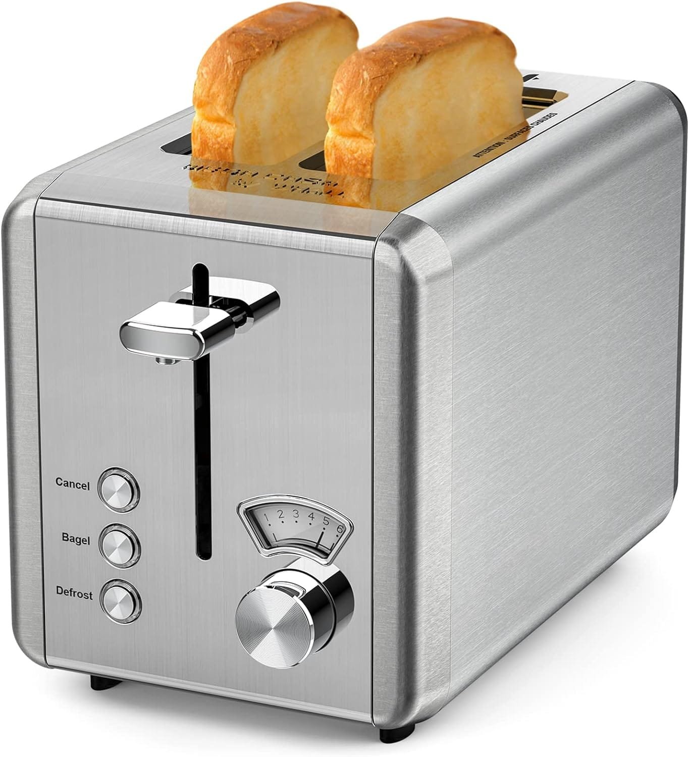 Toaster Stainless Steel, 6 Bread Shade Settings, Bagel/Defrost/Cancel Function, 1.5in Wide Slot, High Lift Lever, Removable Crumb Tray, for Various Bread Types Toaster Stainless Steel, 6 Bread Shade Settings, Bagel/Defrost/Cancel Function, 1.5in Wide Slot, High Lift Lever, Removable Crumb Tray, for Various Bread Types