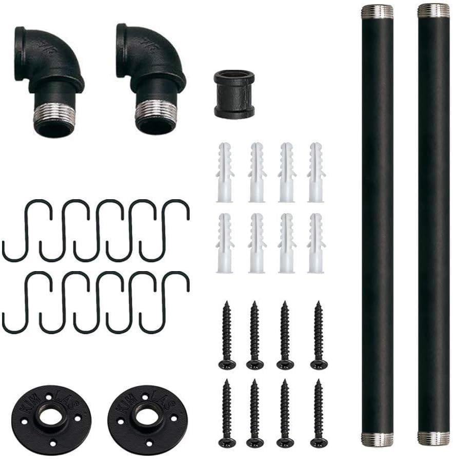 Toplife 31.5 inch Pot Rack, Kitchen Wall Mounted Detachable Pan Lid Utensils Organizer Hanging Rail with 14 Hooks, Black