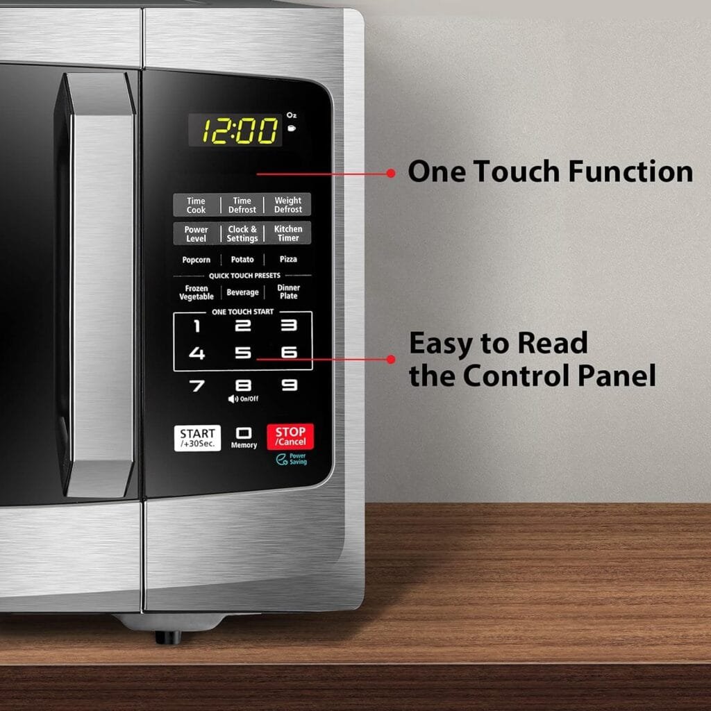 TOSHIBA EM925A5A-SS Countertop Microwave Oven, 0.9 Cu Ft With 10.6 Inch Removable Turntable, 900W, 6 Auto Menus, Mute Function  ECO Mode, Child Lock, LED Lighting, Stainless Steel
