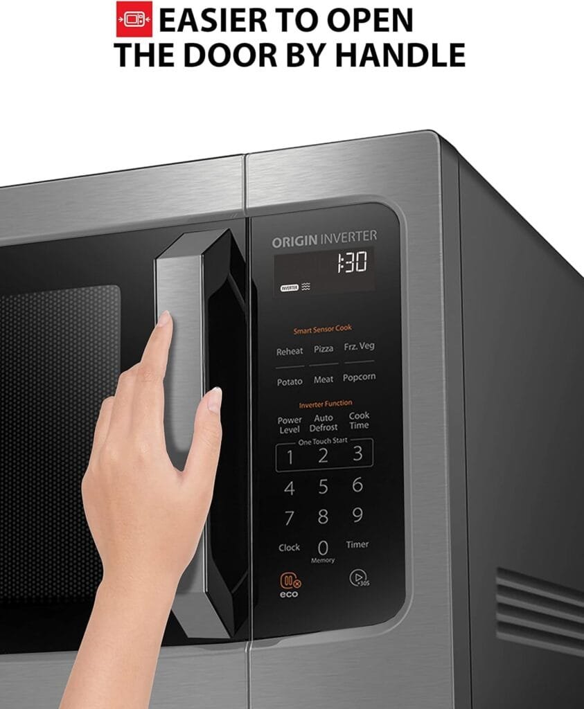 TOSHIBA ML-EM45PIT(SS) Countertop Microwave Oven with Inverter Technology, Kitchen Essentials, Smart Sensor, Auto Defrost, 1.6 Cu.ft, 13.6 Removable Turntable, 33lb.1250W, Stainless Steel