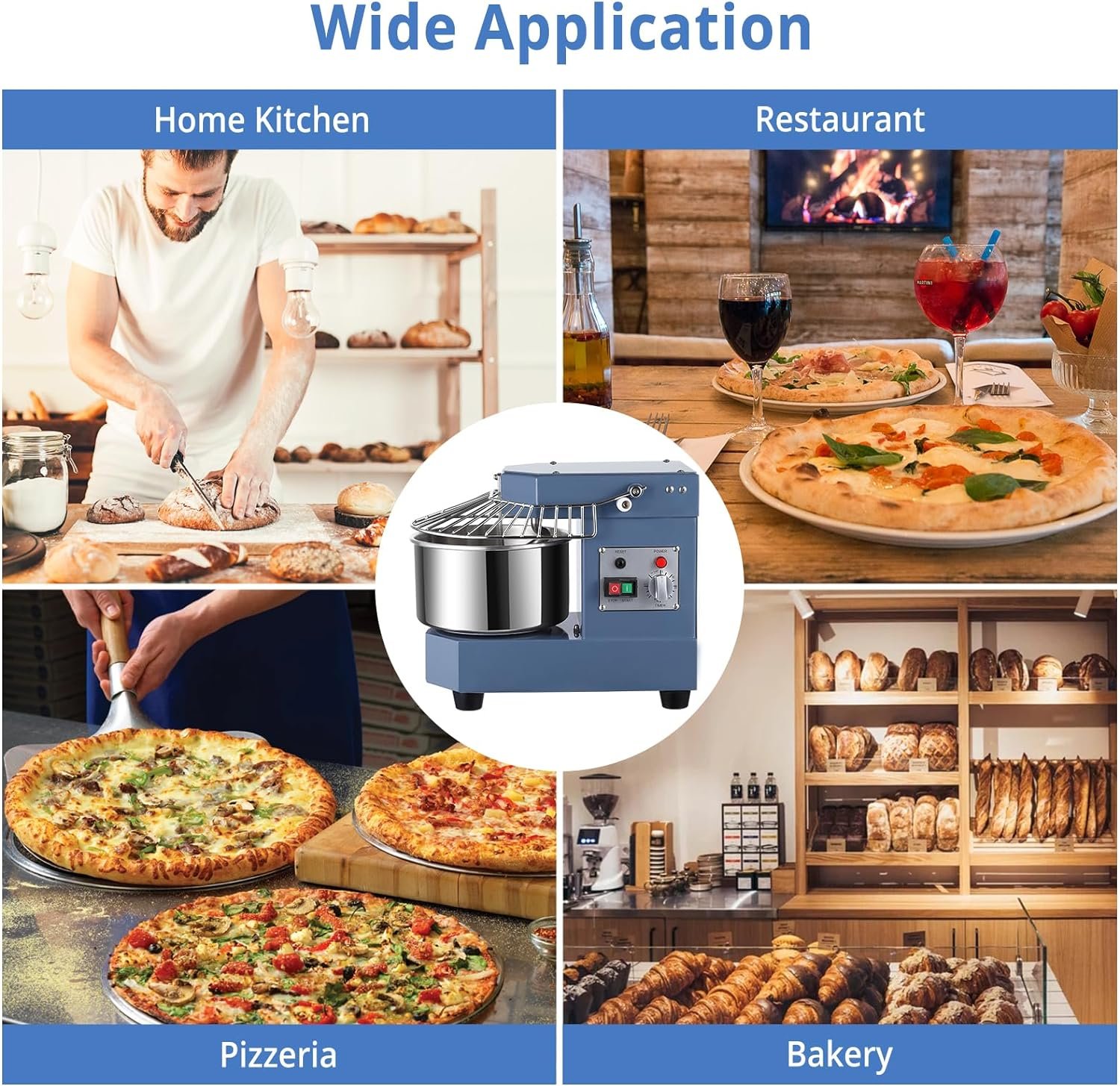 Towallmark Commercial Dough Mixer, 8QT Stainless Steel Bowl, 450W Dual Rotating Dough Kneading Machine with Safety Shield,for Restaurant, Bakeries,Pizzeria