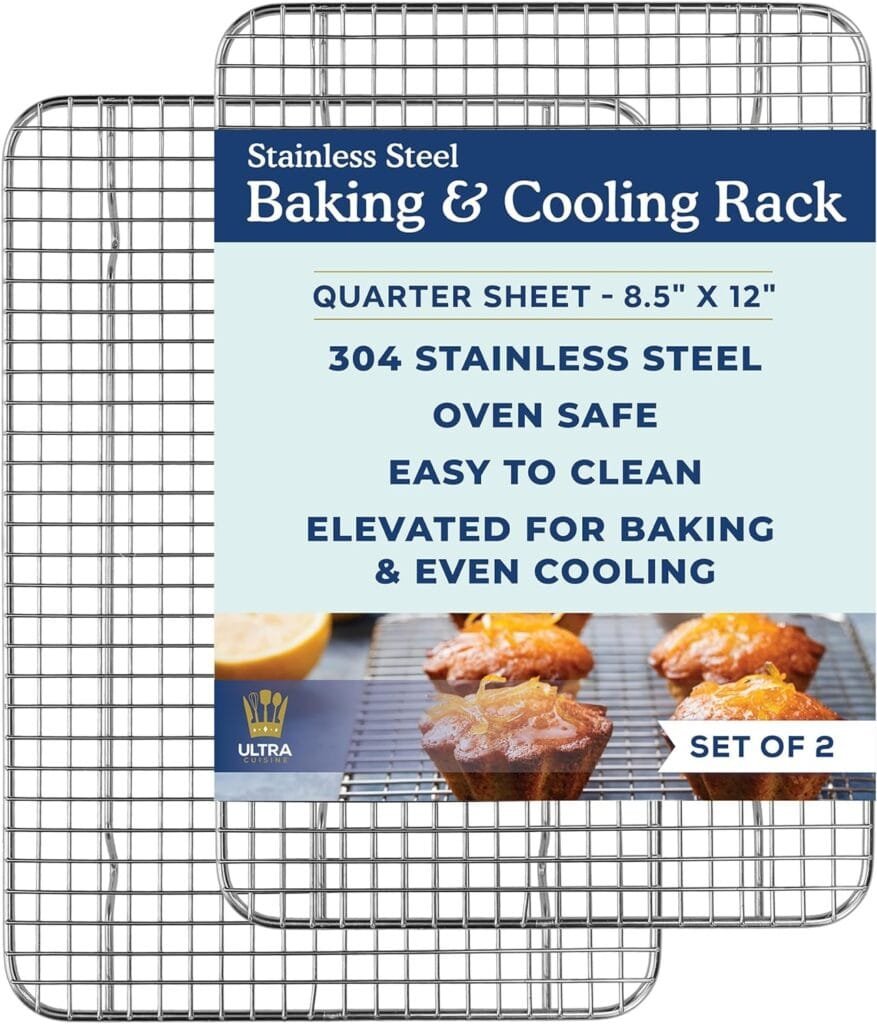 Ultra Cuisine Heavy Duty Cooling Rack for Cooking and Baking - 100% Stainless Steel Baking Rack  Wire Cooling Rack - Cookie Cooling Racks for Baking - Food Safe - Fits Half Sheet Pans - 11.5 x 16.5