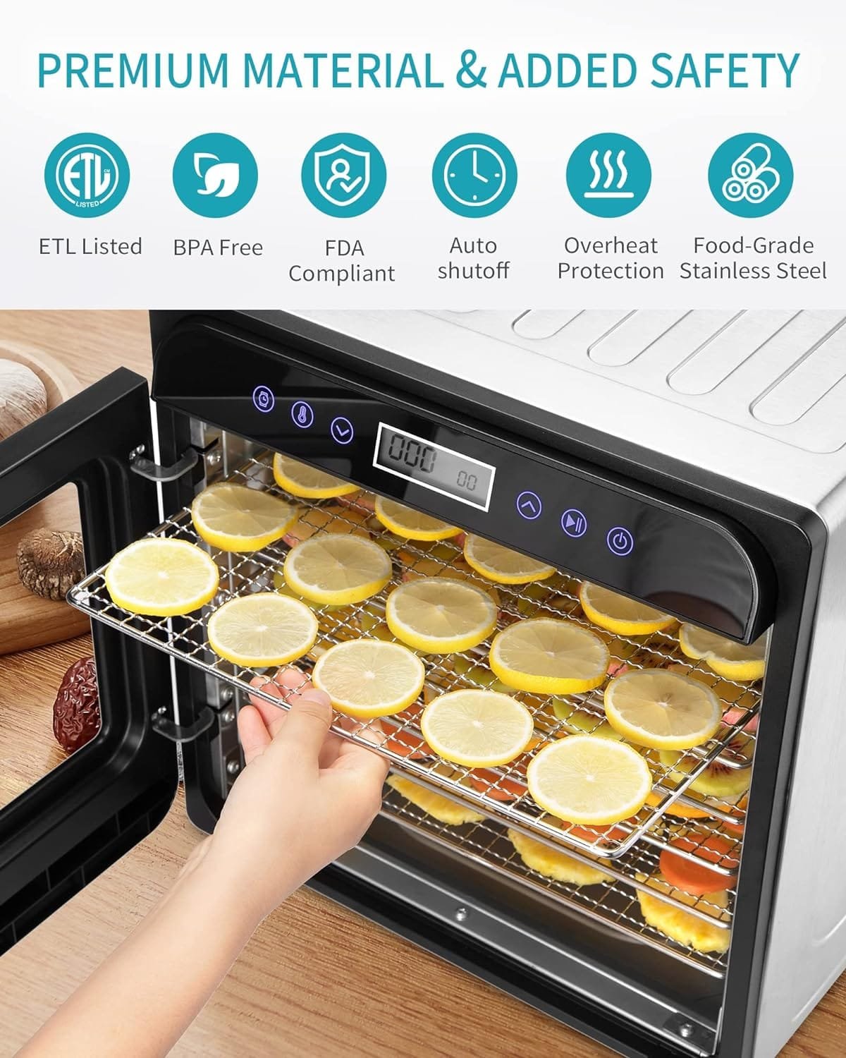 Ultrean Food Dehydrator, 8 Stainless Steel Trays Large Dehydrator, 600w Food Dryer Machine for Jerky, Fruit, Veggies, Meat, Yogurt, Adjustable Digital Timer and Temperature Control