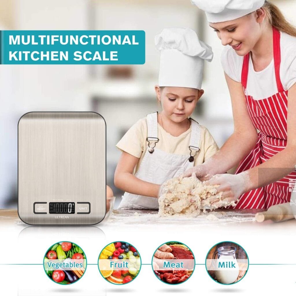 Ultrean Food Scale, Digital Kitchen Scale Weight Grams and Ounces for Baking Cooking and Meal Prep, 6 Units with Tare Function, 11lb (Batteries Included) Ultrean Food Scale, Digital Kitchen Scale Weight Grams and Ounces for Baking Cooking and Meal Prep, 6 Units with Tare Function, 11lb (Batteries Included)