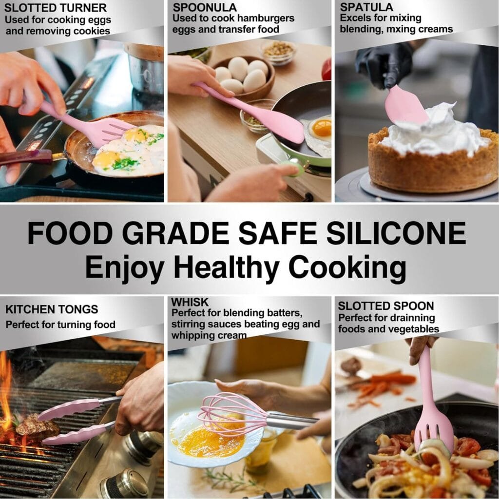 Umite Chef 22Pcs Silicone Cooking Utensils Set, Heat Resistant Silicone Kitchen Spatulas Set with Holder, Cooking Gadgets Tools Set for Nonstick Cookware, Dishwasher Safe(Pink) Umite Chef 22Pcs Silicone Cooking Utensils Set, Heat Resistant Silicone Kitchen Spatulas Set with Holder, Cooking Gadgets Tools Set for Nonstick Cookware, Dishwasher Safe(Pink)