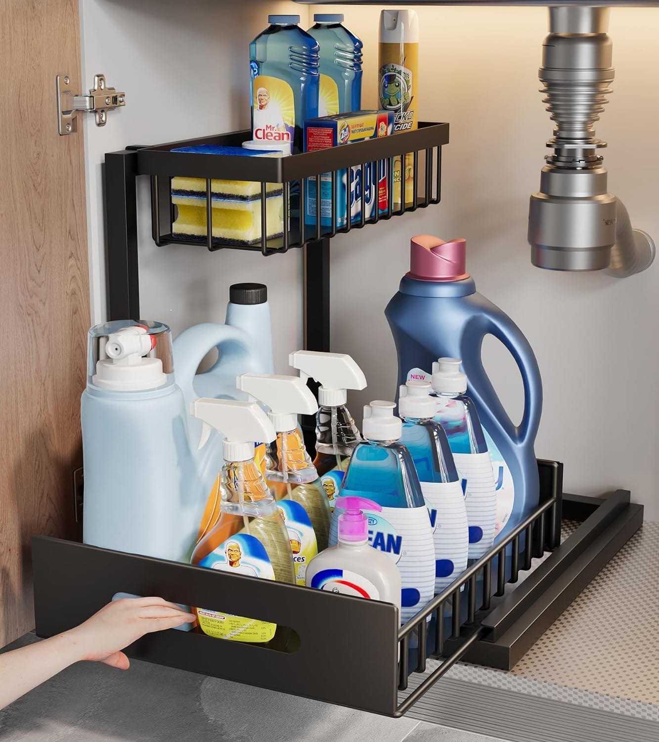Under Sink Organizer, 2-Tier Under Kitchen Bathroom Sink Organizers and Storage No Drilling Rustproof Stainless Steel Pull Out Shelf for Kitchen Bathroom Under Sink Organizer, 2-Tier Under Kitchen Bathroom Sink Organizers and Storage No Drilling Rustproof Stainless Steel Pull Out Shelf for Kitchen Bathroom