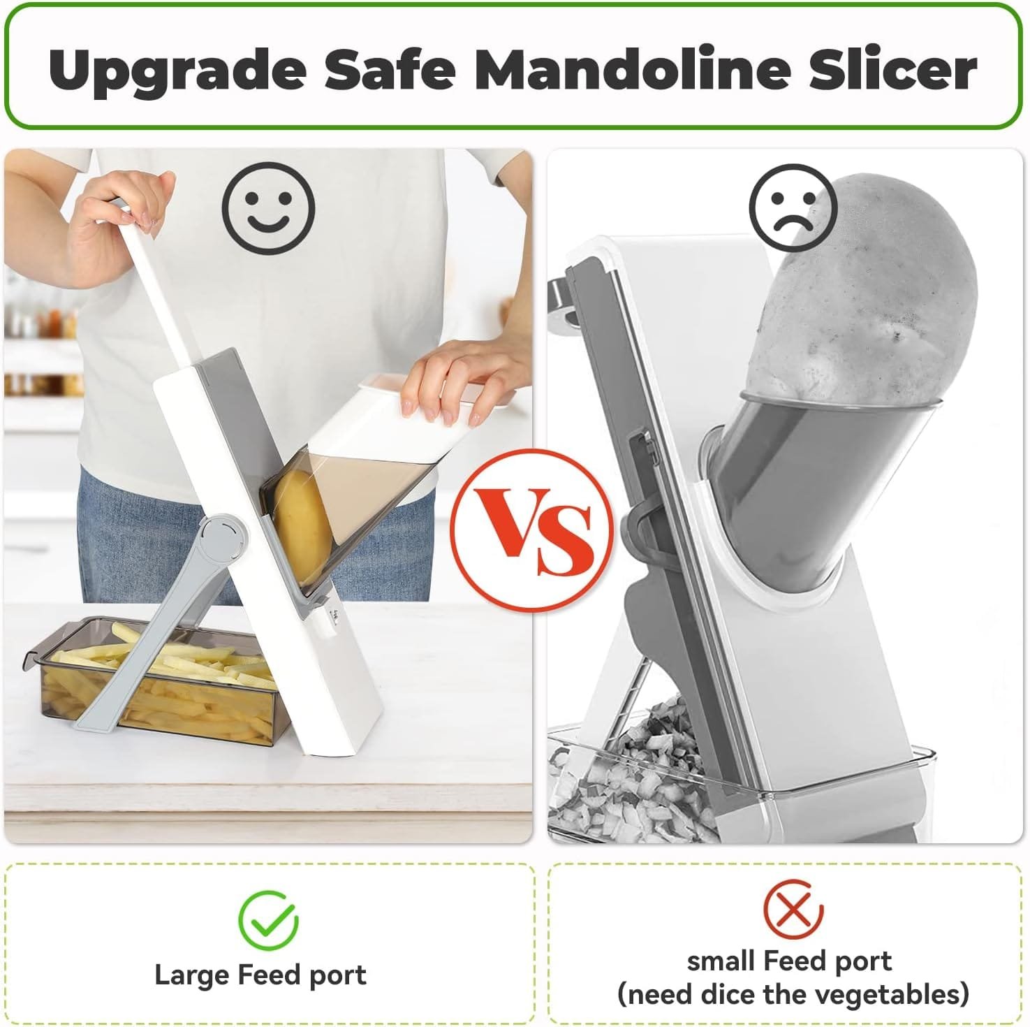 Upgrade Safe Mandoline Slicer for Kitchen 5 in 1 Vegetable Cutter Bigger Vegetable Potato Slicer Chopper Upgrade Biger Size Upgrade Safe Mandoline Slicer for Kitchen 5 in 1 Vegetable Cutter Bigger Vegetable Potato Slicer Chopper Upgrade Biger Size