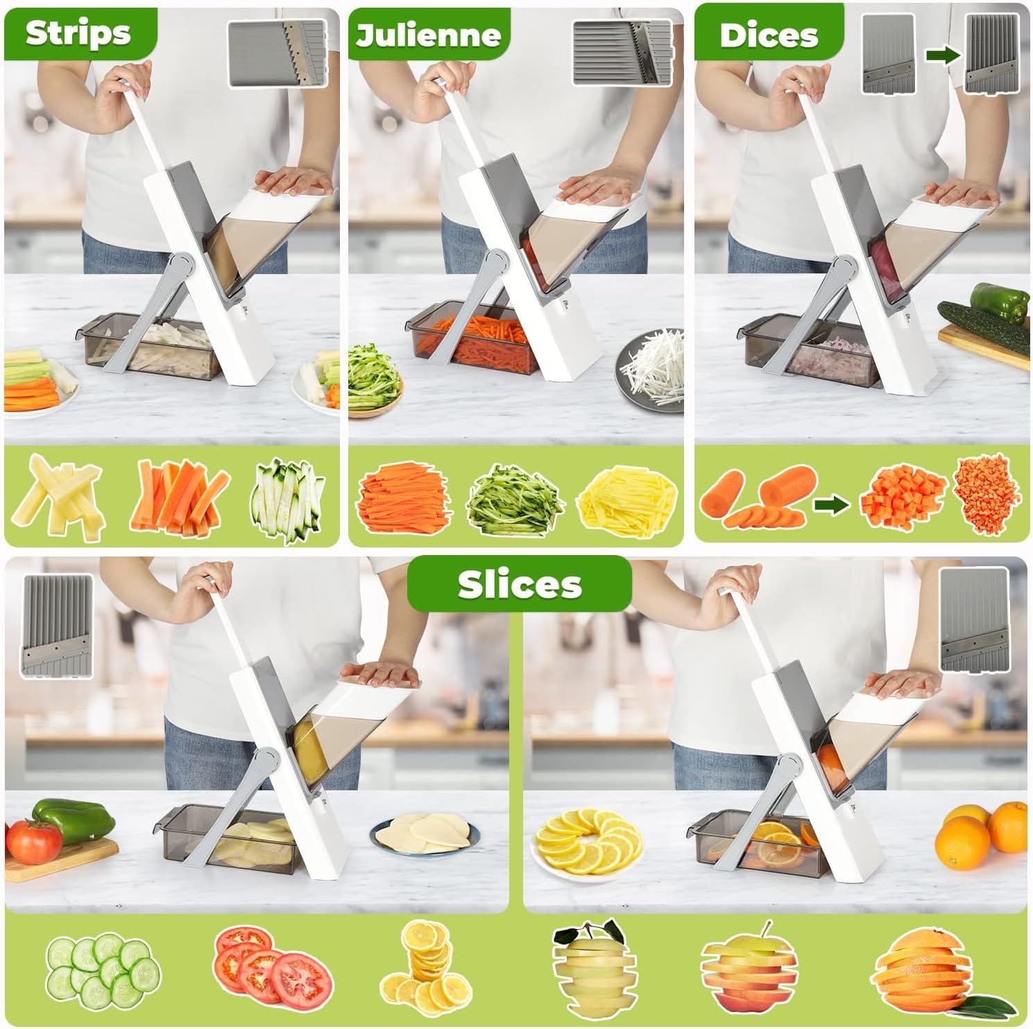 Upgrade Safe Mandoline Slicer for Kitchen 5 in 1 Vegetable Cutter Bigger Vegetable Potato Slicer Chopper Upgrade Biger Size Upgrade Safe Mandoline Slicer for Kitchen 5 in 1 Vegetable Cutter Bigger Vegetable Potato Slicer Chopper Upgrade Biger Size
