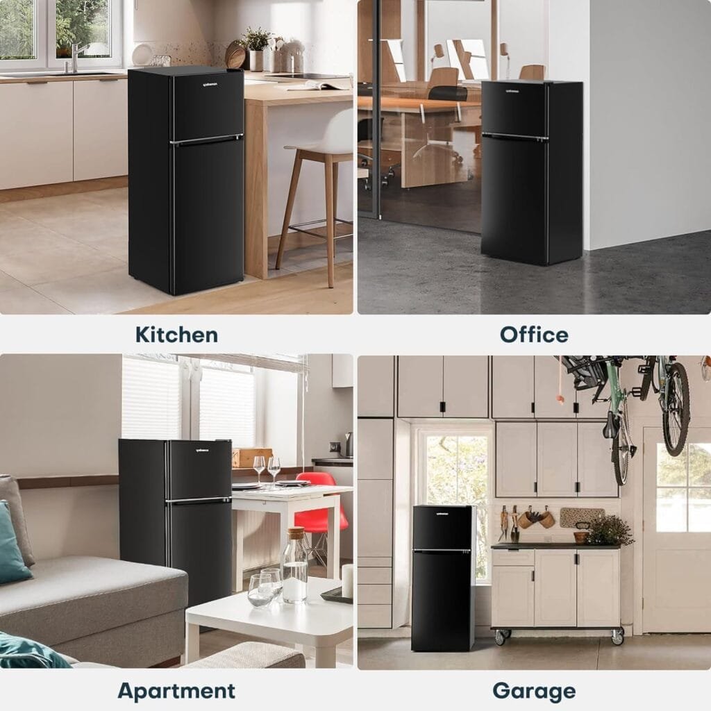 Upstreman 11.6 Cu.Ft. Double Door Fridge in Stainless Steel with Large Capacity Top Freezer, Auto Defrost, Adjustable Thermostat Control, Reversible Door Swing, ENERGY STAR Upstreman 11.6 Cu.Ft. Double Door Fridge in Stainless Steel with Large Capacity Top Freezer, Auto Defrost, Adjustable Thermostat Control, Reversible Door Swing, ENERGY STAR