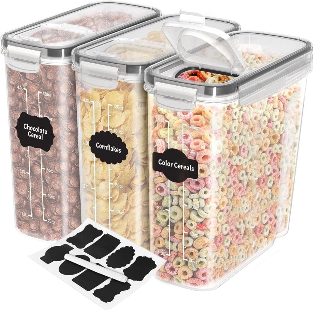 Utopia Kitchen Cereal Containers Storage - 3 Pack Airtight Food Storage Containers  Cereal Dispenser For Pantry Organization And Storage - Canister Sets For Kitchen Counter Utopia Kitchen Cereal Containers Storage - 3 Pack Airtight Food Storage Containers  Cereal Dispenser For Pantry Organization And Storage - Canister Sets For Kitchen Counter