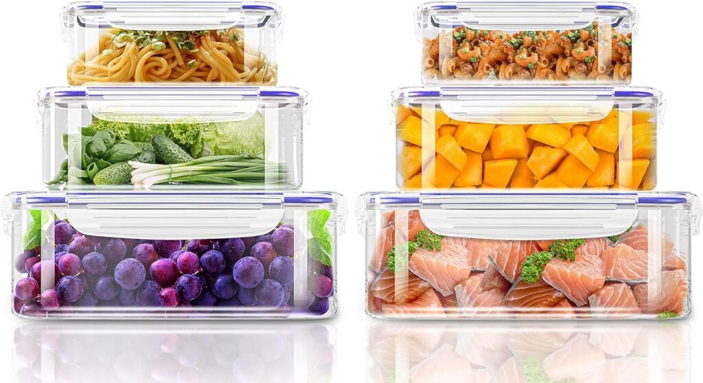 Utopia Kitchen Plastic Food Storage Container Set with Airtight Lids - Pack of 24 (12 Containers  12 Snap Lids)- Reusable  Leftover Food Lunch Boxes - Leak Proof, Freezer  Microwave Safe