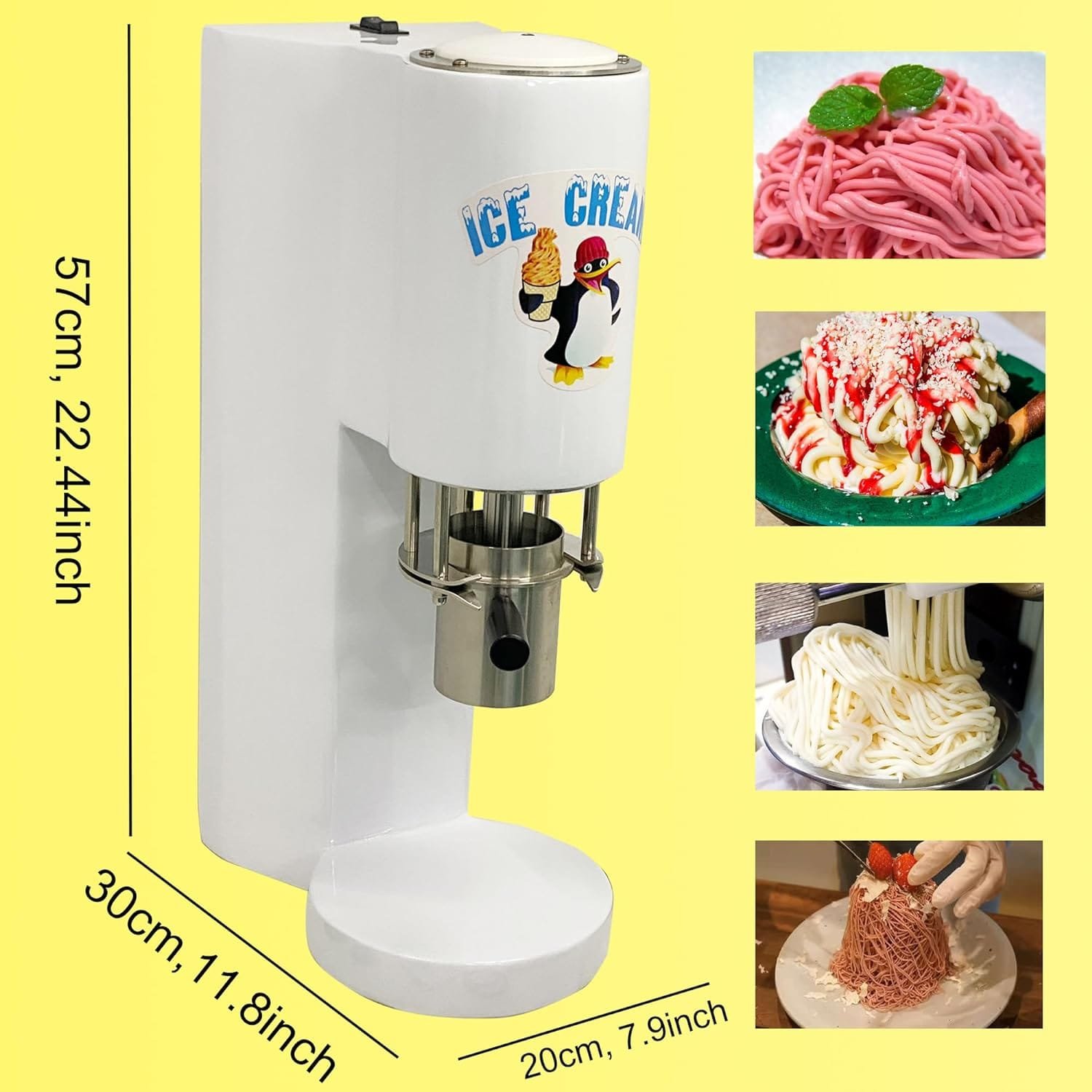 Vaseni Noodles Ice Cream Machine Commercial, Spaghetti Gelato Ice Cream Machine, Italian Gelato Ice Cream Maker, Spaghetti Ice Cream Maker, Ice Cream Blender, Spaghetti Press Maker, 110V 60Hz 80W