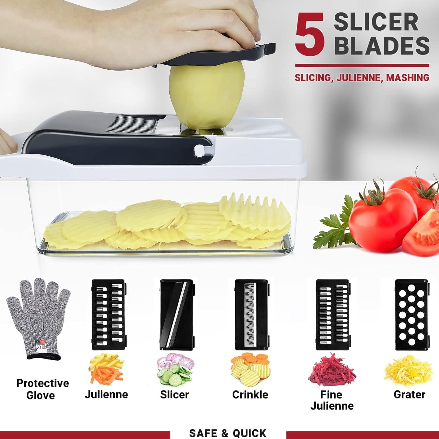 Vegetable Chopper 25 in 1 Multifunction Onion Chopper Dicer, Spiralizer for Veggie Cutter, Mandoline Slicer, Food Chopper with Container, 13 Blades Vegetable Chopper 25 in 1 Multifunction Onion Chopper Dicer, Spiralizer for Veggie Cutter, Mandoline Slicer, Food Chopper with Container, 13 Blades