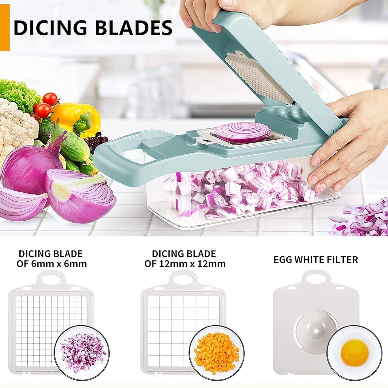 Vegetable Chopper, Artbros Veggie Chopper 13 in 1 Multifunctional Vegetable Cutter, Onion Food Chopper with Container, Cheese Grater Mandoline Slicer Dicer for Kitchen, Grey