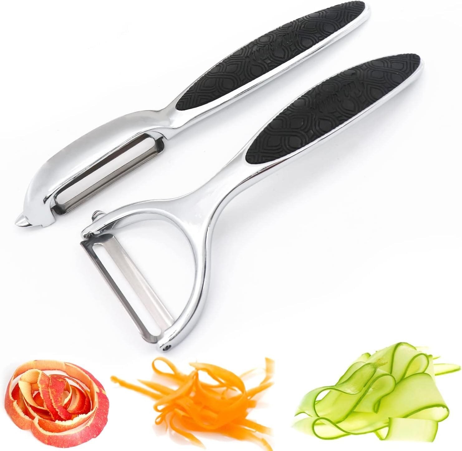 Vegetable Peeler for Kitchen, NewGF Fruit Potato Carrot Apple Peeler, Good Grip and Durable Y and I Shaped Stainless Steel Peelers, with Ergonomic Non-Slip Handle  Sharp Blade (2PCS)