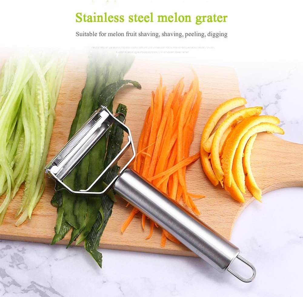 Vegetable Peeler，SZYIKUER Stainless Steel 2 in 1 Julienne Vegetable Peeler Perfect for Carrot Potato Melon Gadget Vegetable Fruit