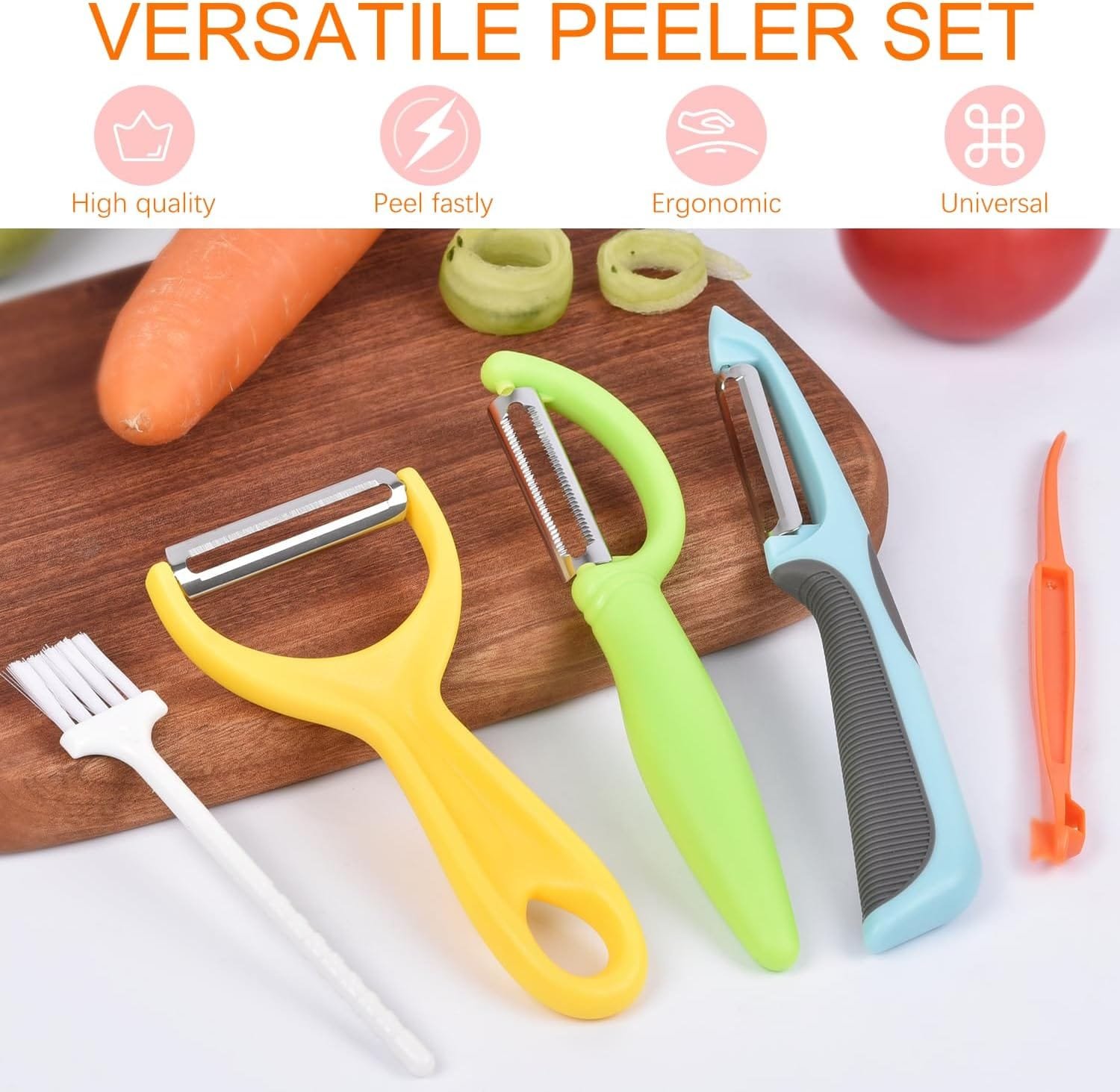 Vegetable Potato Peelers for Kitchen, Sopito 5PCS Stainless Steel Kitchen Peelers Sets for Apple Fruit Cucumber Carrot Potatoes, Good Grip Veggie Peelers with Sharp Blade Vegetable Potato Peelers for Kitchen, Sopito 5PCS Stainless Steel Kitchen Peelers Sets for Apple Fruit Cucumber Carrot Potatoes, Good Grip Veggie Peelers with Sharp Blade
