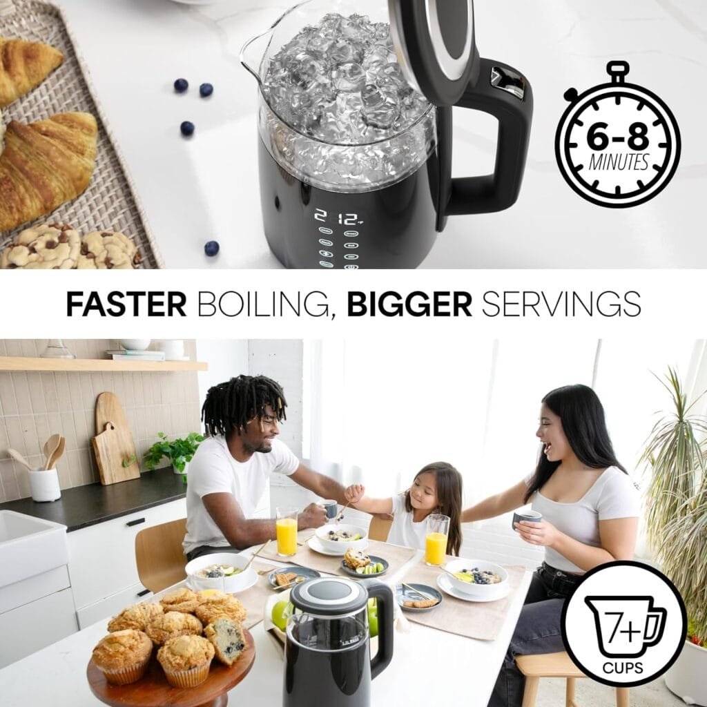 Veken Electric Tea Kettle, BPA Free, 1500W /1.7 Liter Hot Water Boiler Heater Pot, Digital Display Temperature Control, Keep Warmer, Automatic Shut Off, Boil Dry Protection, Glass Boiling Teapot Veken Electric Tea Kettle, BPA Free, 1500W /1.7 Liter Hot Water Boiler Heater Pot, Digital Display Temperature Control, Keep Warmer, Automatic Shut Off, Boil Dry Protection, Glass Boiling Teapot