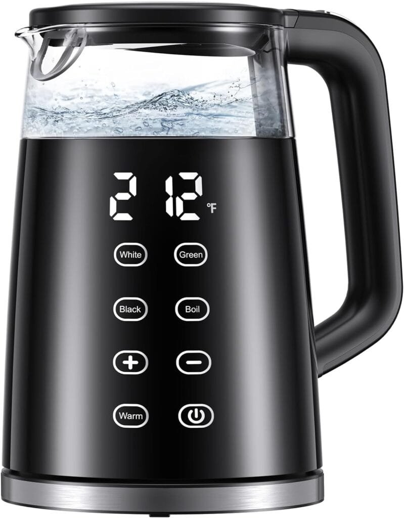 Veken Electric Tea Kettle, BPA Free, 1500W /1.7 Liter Hot Water Boiler Heater Pot, Digital Display Temperature Control, Keep Warmer, Automatic Shut Off, Boil Dry Protection, Glass Boiling Teapot Veken Electric Tea Kettle, BPA Free, 1500W /1.7 Liter Hot Water Boiler Heater Pot, Digital Display Temperature Control, Keep Warmer, Automatic Shut Off, Boil Dry Protection, Glass Boiling Teapot
