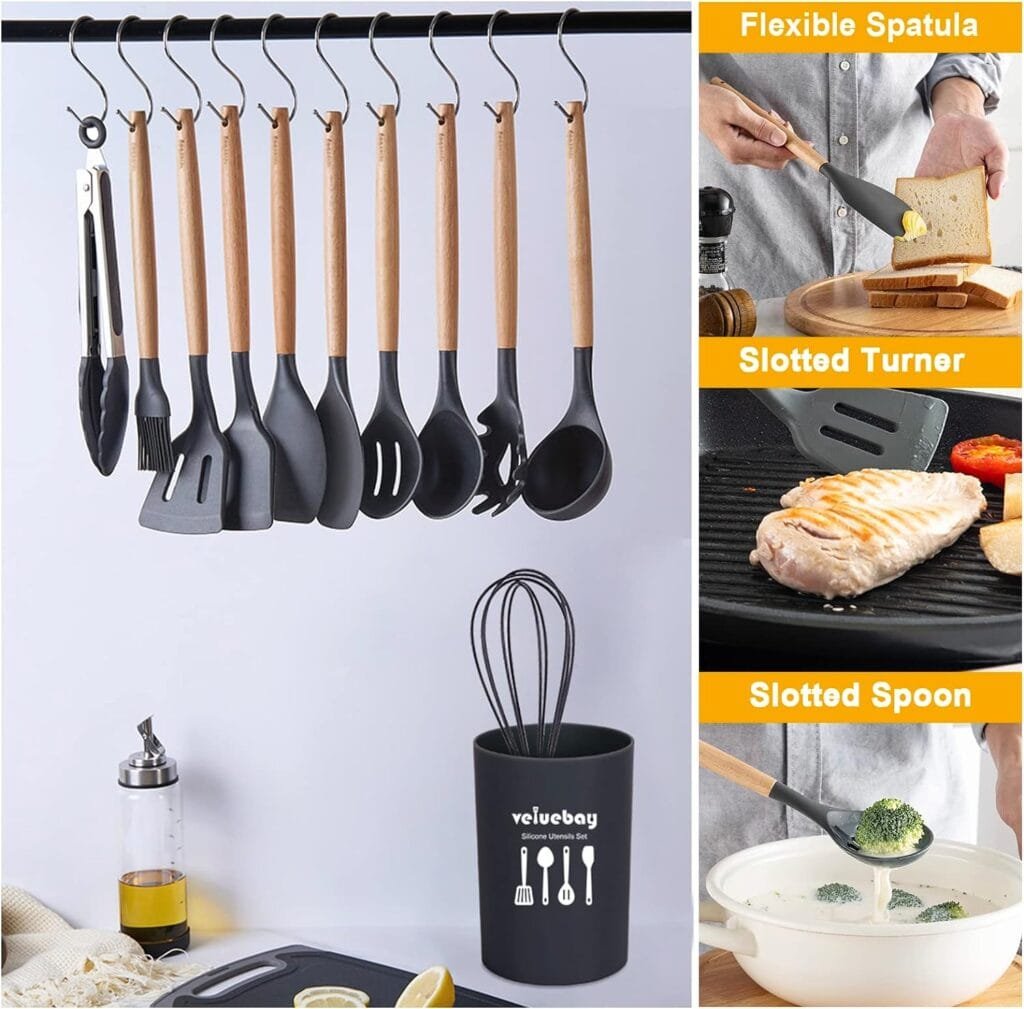 Veluebay Kitchen Utensils Set, 12 Pcs Silicone Cooking Utensils Set With Wooden Handle, Heat Resistant Nonstick Silicone BPA Free Kitchen Gadgets Utensils Set (red) Veluebay Kitchen Utensils Set, 12 Pcs Silicone Cooking Utensils Set With Wooden Handle, Heat Resistant Nonstick Silicone BPA Free Kitchen Gadgets Utensils Set (red)