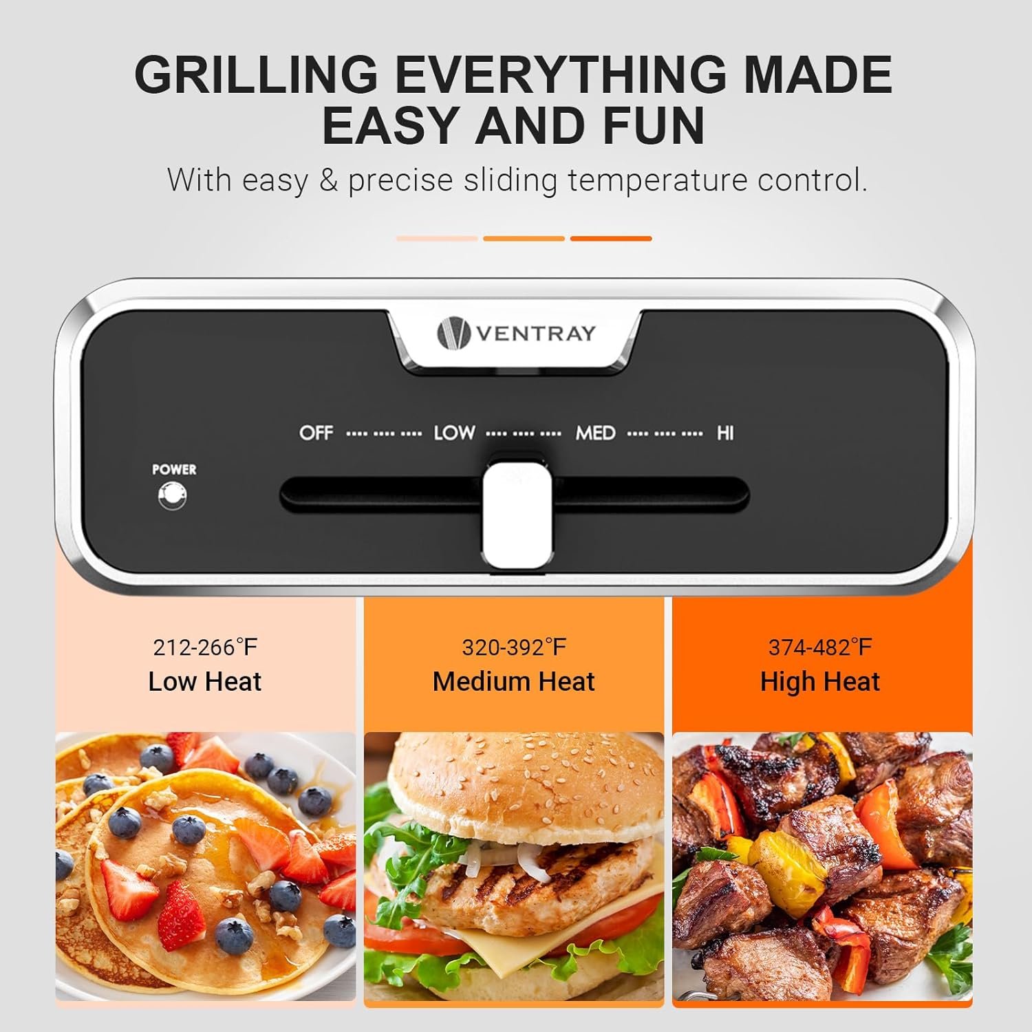 Ventray Classic 2.0 Indoor Electric Grill, Portable Korean BBQ Grill with Removable Griddle Plate, Lid, Nonstick Cooking Surface, Adjustable Temperature,1200W Powerful  Even Cooking (Mushroom White)