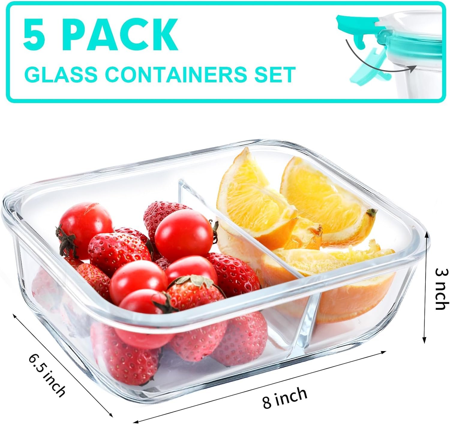 VERONES 5 Pack Glass Meal Prep Containers 2 Compartment Set, 36OZ Airtight Glass Lunch Containers, Glass Food Storage Containers with Lids, for Microwave, Oven, Freezer Dishwasher Friendly,Gray VERONES 5 Pack Glass Meal Prep Containers 2 Compartment Set, 36OZ Airtight Glass Lunch Containers, Glass Food Storage Containers with Lids, for Microwave, Oven, Freezer Dishwasher Friendly,Gray