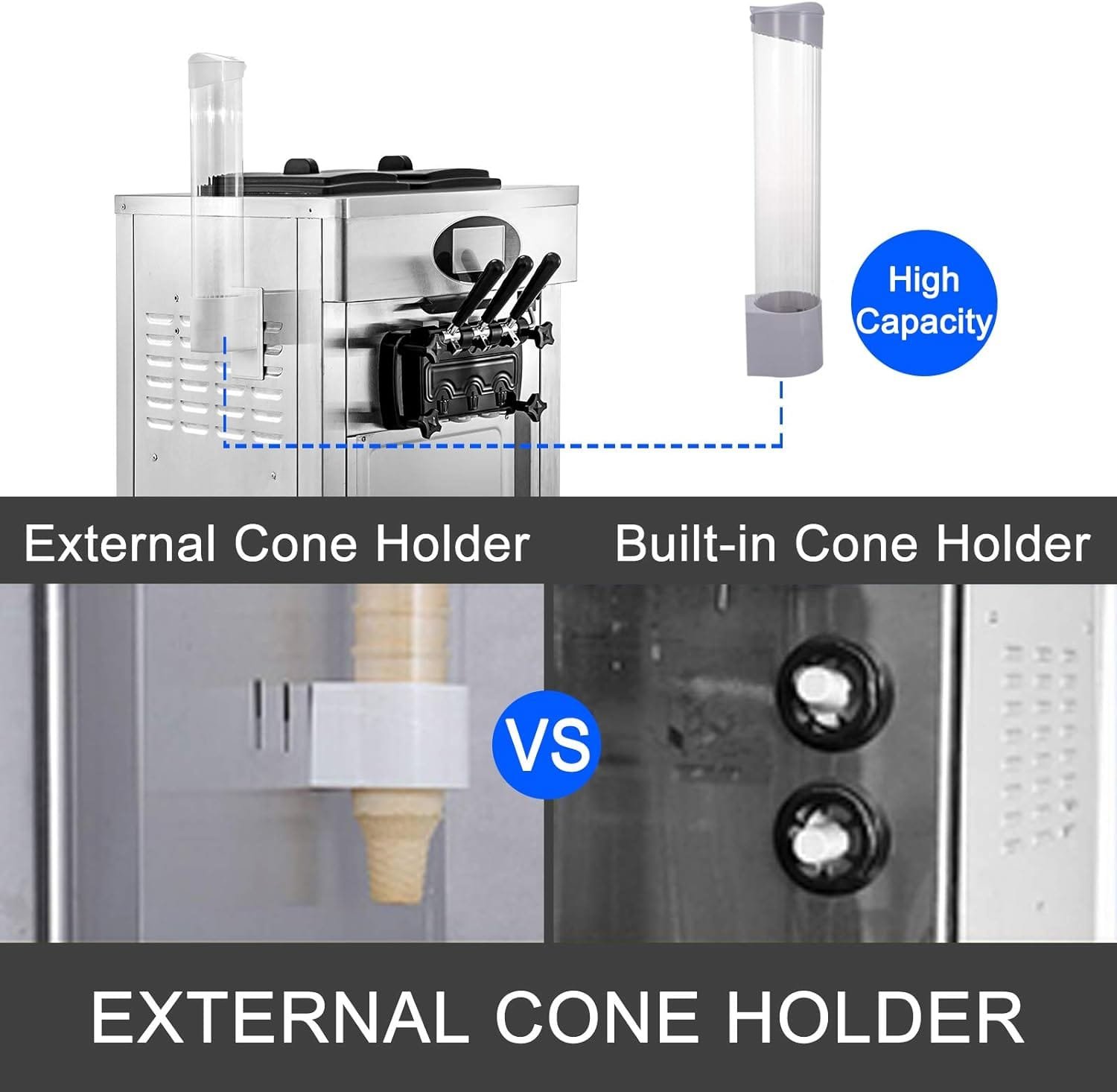 VEVOR 2200W Commercial Soft Ice Cream Machine 3 Flavors 5.3 to 7.4Gallons per Hour Auto Clean LED Panel Perfect for Restaurants Snack Bar supermarkets 2200W VEVOR 2200W Commercial Soft Ice Cream Machine 3 Flavors 5.3 to 7.4Gallons per Hour Auto Clean LED Panel Perfect for Restaurants Snack Bar supermarkets 2200W