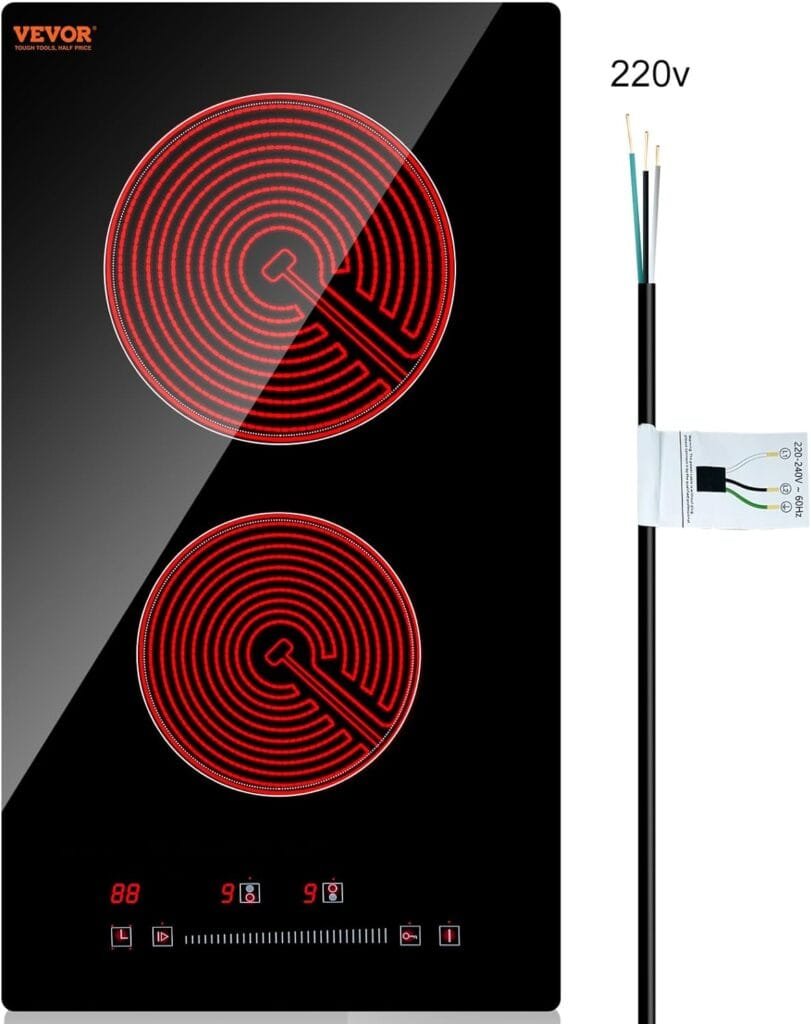 VEVOR Built in Electric Stove Top, 30 inch 5 Burners, 240V Glass Radiant Cooktop with Sensor Touch Control, Timer Child Lock Included, 9 Power Levels for Simmer Steam Slow Cook Fry VEVOR Built in Electric Stove Top, 30 inch 5 Burners, 240V Glass Radiant Cooktop with Sensor Touch Control, Timer Child Lock Included, 9 Power Levels for Simmer Steam Slow Cook Fry