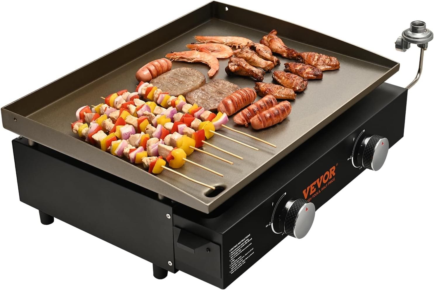 VEVOR Commercial Griddle on Cart, 36 Heavy Duty Manual Flat Top Griddle, Outdoor Cooking Station with Side Shelves, Steel Natural Gas Griddle, 4-Burners Restaurant Portable Grill - 60,000 BTU VEVOR Commercial Griddle on Cart, 36 Heavy Duty Manual Flat Top Griddle, Outdoor Cooking Station with Side Shelves, Steel Natural Gas Griddle, 4-Burners Restaurant Portable Grill - 60,000 BTU