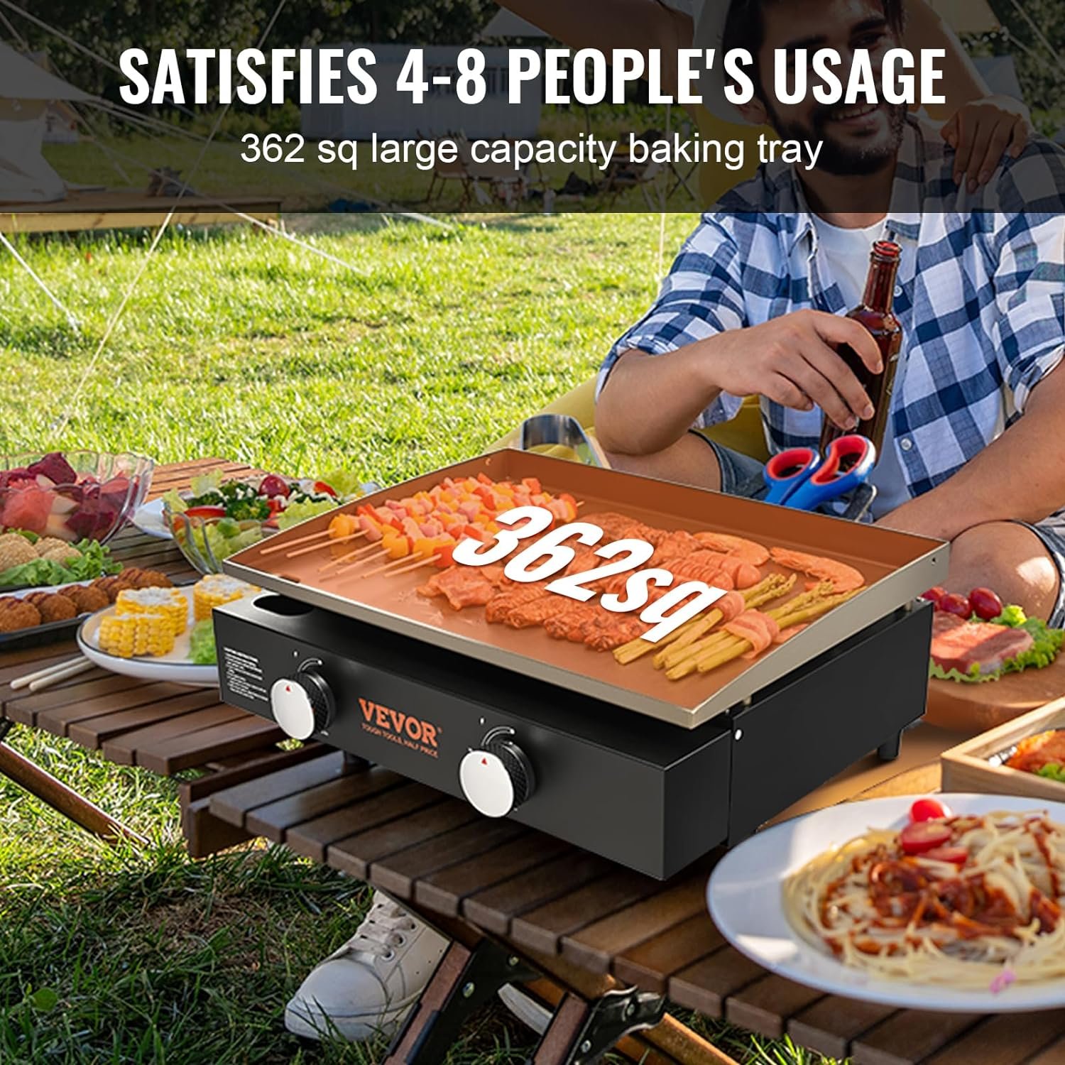 VEVOR Commercial Griddle on Cart, 36 Heavy Duty Manual Flat Top Griddle, Outdoor Cooking Station with Side Shelves, Steel Natural Gas Griddle, 4-Burners Restaurant Portable Grill - 60,000 BTU VEVOR Commercial Griddle on Cart, 36 Heavy Duty Manual Flat Top Griddle, Outdoor Cooking Station with Side Shelves, Steel Natural Gas Griddle, 4-Burners Restaurant Portable Grill - 60,000 BTU