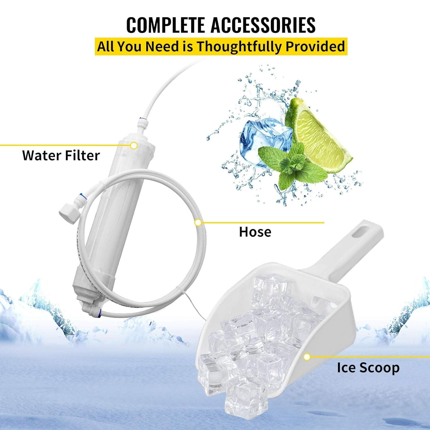 VEVOR Commercial Ice Maker Machine, 120-130LBS/24H with 33LBS Bin, Stainless Steel Automatic Operation Commercial Ice Maker for Home Bar Restaurant, Include Water Filter, Scoop, Connection Hose