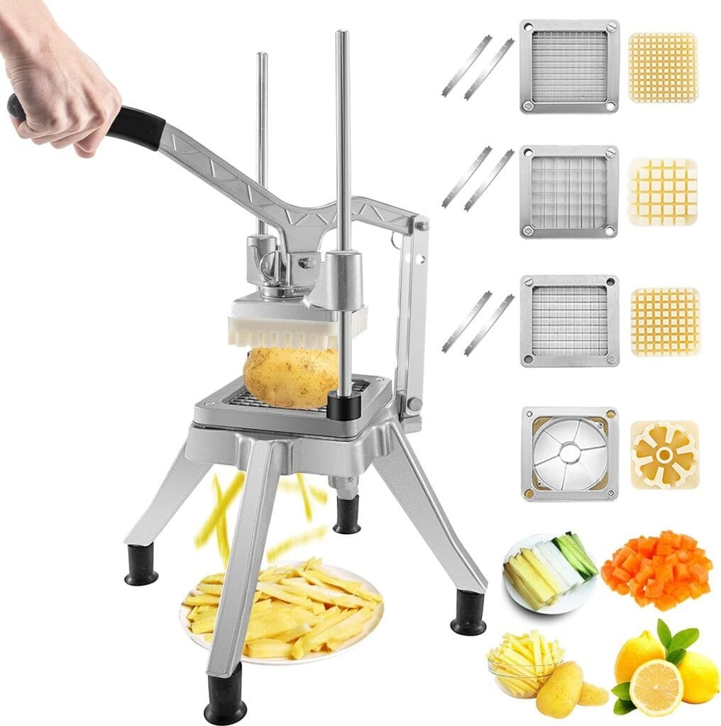 VEVOR Commercial Vegetable Chopper w/ 4 Replacement Blades, Stainless Steel French Fry Cutter Potato Dicer  Fruit Slicer for Restaurants  Home Kitchen VEVOR Commercial Vegetable Chopper w/ 4 Replacement Blades, Stainless Steel French Fry Cutter Potato Dicer  Fruit Slicer for Restaurants  Home Kitchen