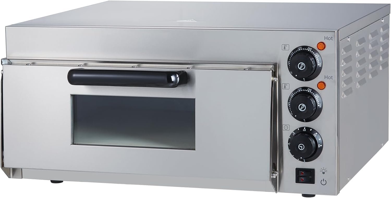 VEVOR Pizza Oven Electric - 12 Inch Indoor Countertop Pizzaofen with Timer Adjust Temp 122-572℉, 1500W Instant Pizzazz Maker with Handle, Crumb Tray, 360° Uniform Bake Cooker for Commercial Diner