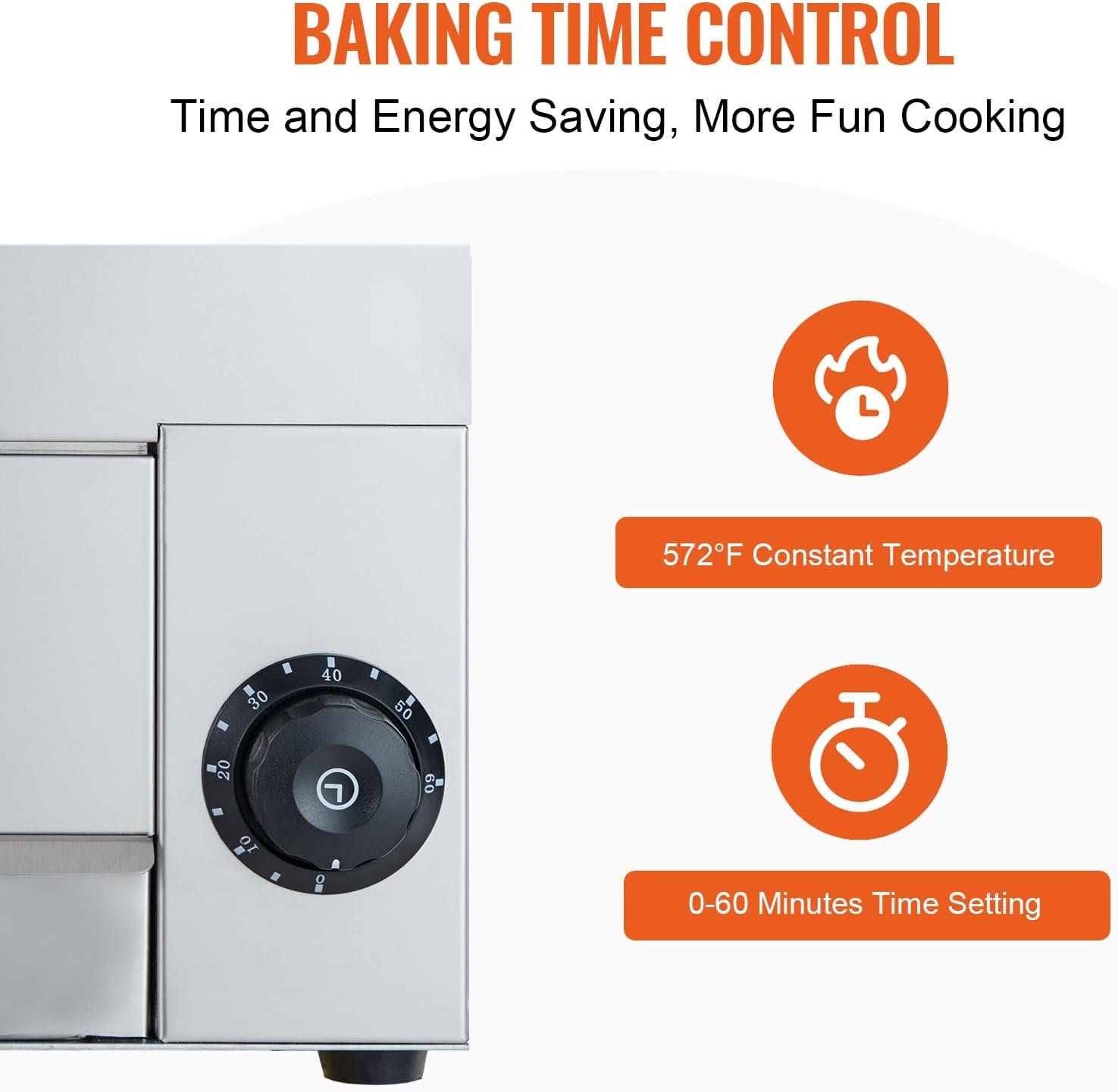 VEVOR Pizza Oven Electric - 12 Inch Indoor Countertop Pizzaofen with Timer Adjust Temp 122-572℉, 1500W Instant Pizzazz Maker with Handle, Crumb Tray, 360° Uniform Bake Cooker for Commercial Diner