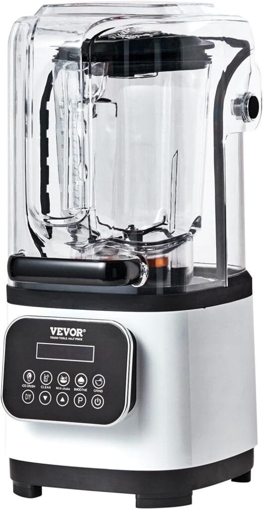 VEVOR Professional Blender with Shield, Commercial Countertop Blenders, 68 oz Jar Blender Combo, Stainless Steel 9 Speed 5 Functions Blender, for Shakes, Smoothies, Peree, and Crush Ice, White