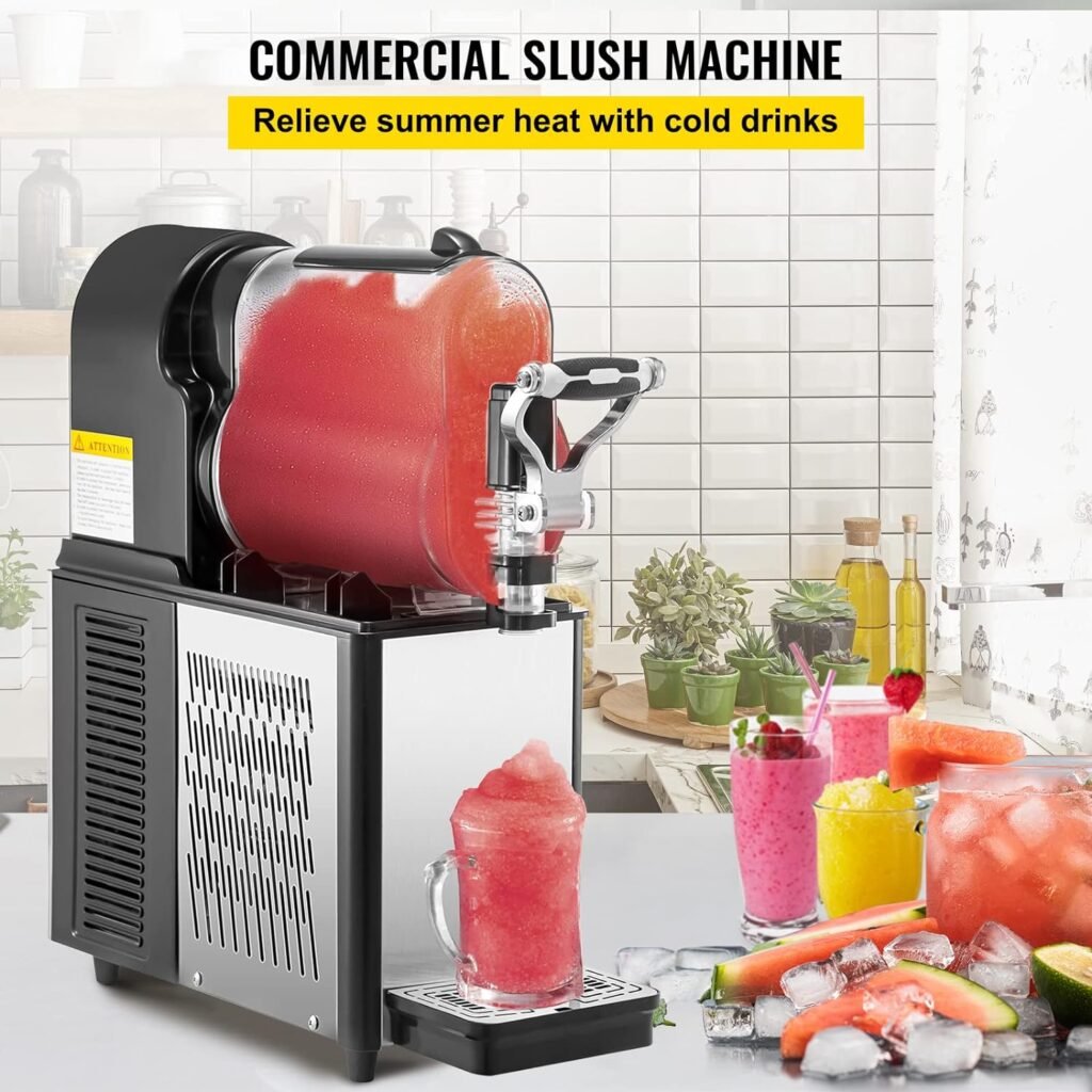 VEVOR Slushy Machine, 3Lx2Tank Slushie Machine for Home, 370W Commercial Slushy Machine, Slushy Machine for Frozen Drinks Automatic Clean, Slushy Machine for Home Supermarkets Cafes Restaurants