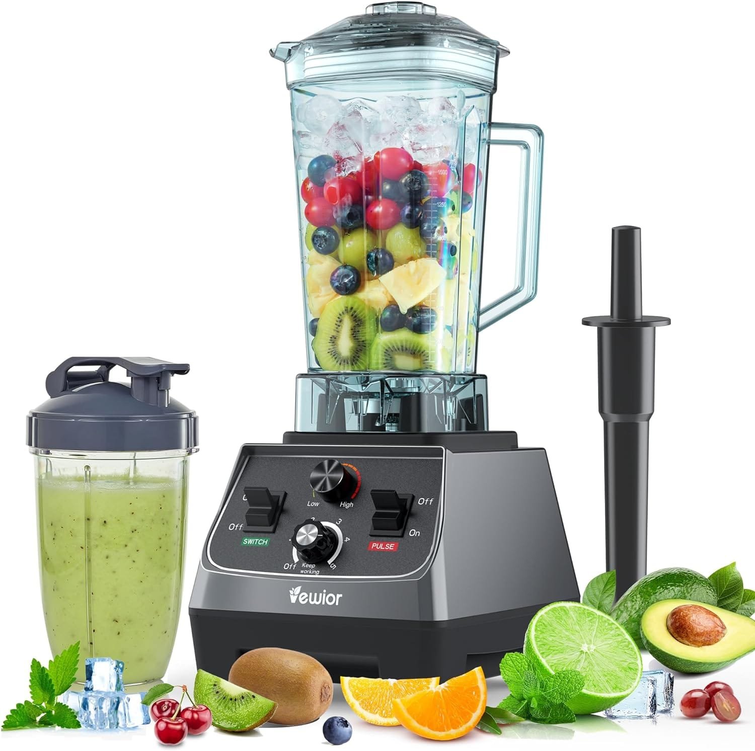 VEWIOR 2200W Blenders for Kitchen, Professional Blender with 68oz Tritan Container  27oz To-Go Cup, Countertop Blender for Shakes and Smoothies